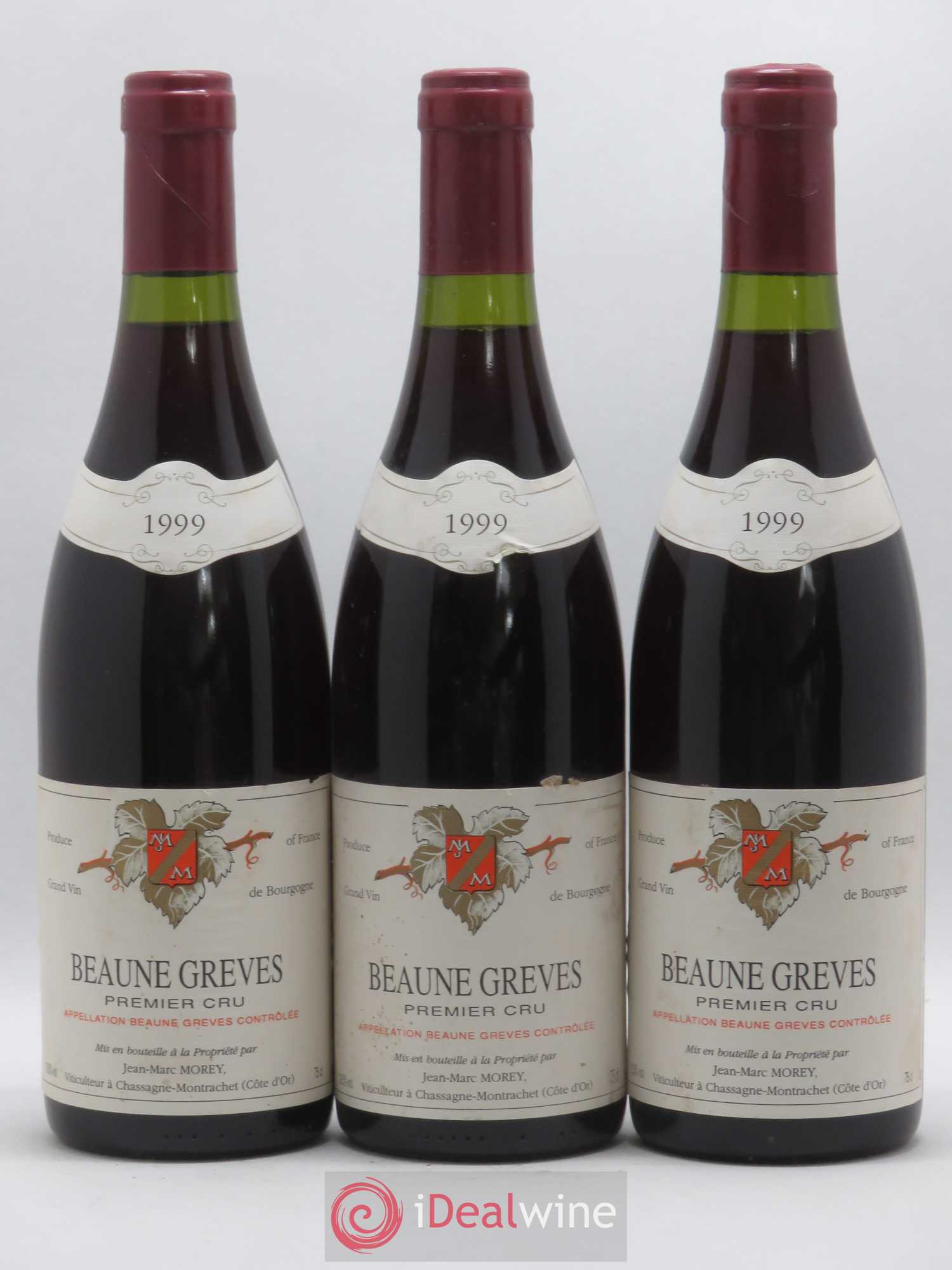 Beaune 1er Cru Grèves Jean Marc Morey 1999 - Posten von 3 Flaschen - 0