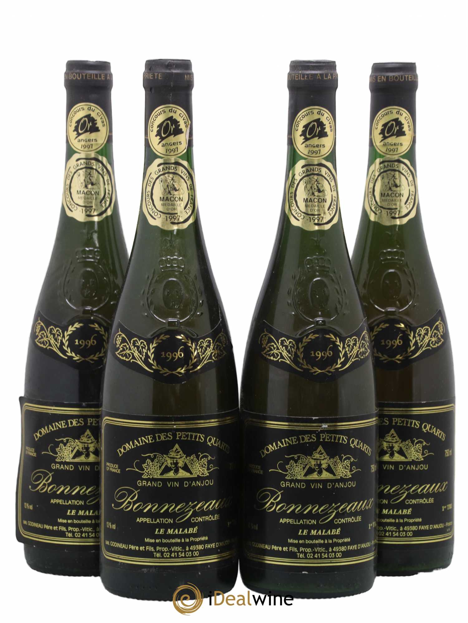 Bonnezeaux Godineau Le Malabé 1er Tri 1996 - Lotto di 4 bottiglie - 0
