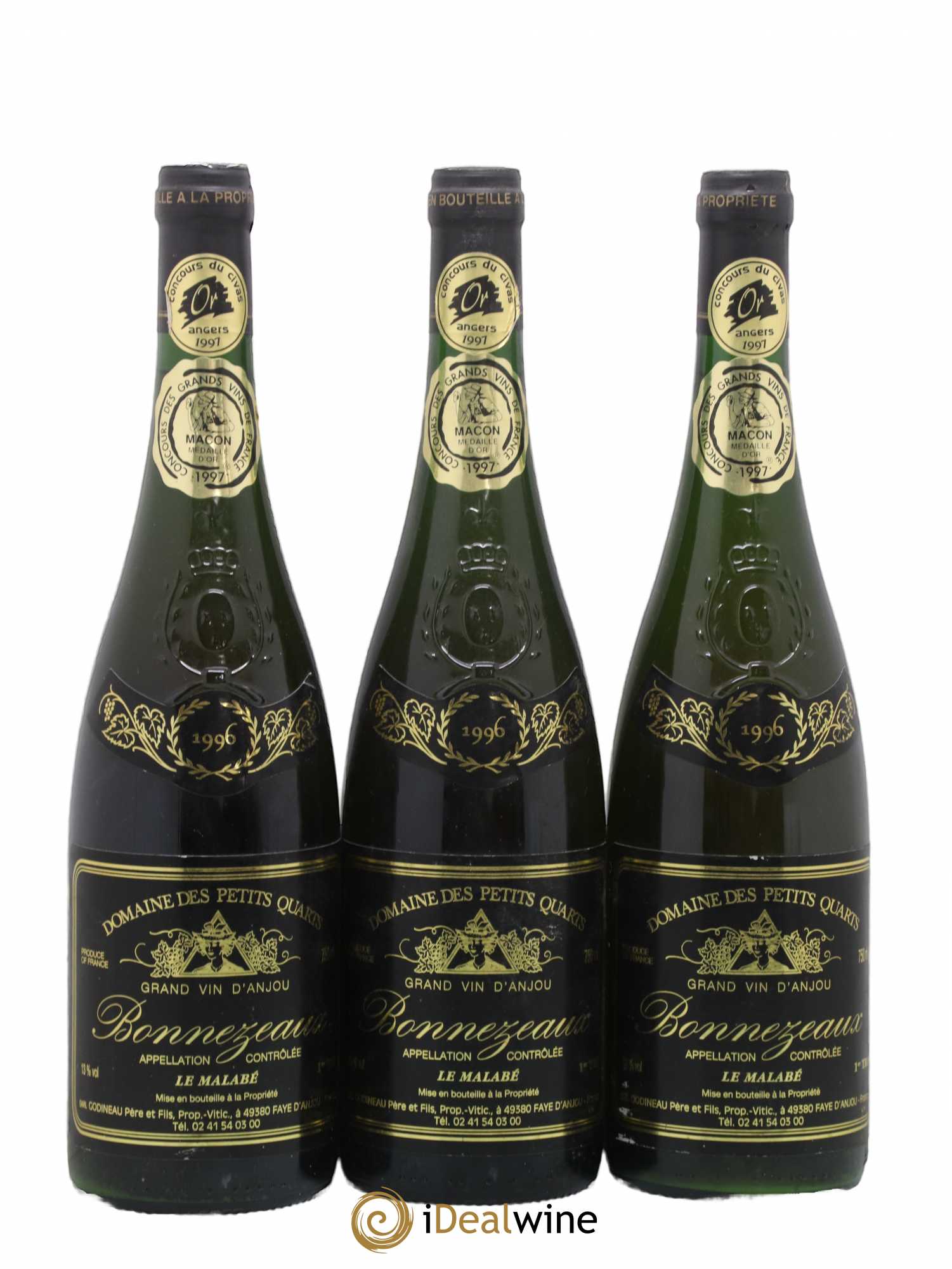 Bonnezeaux Godineau Le Malabé 1er Tri 1996 - Lotto di 3 bottiglie - 0