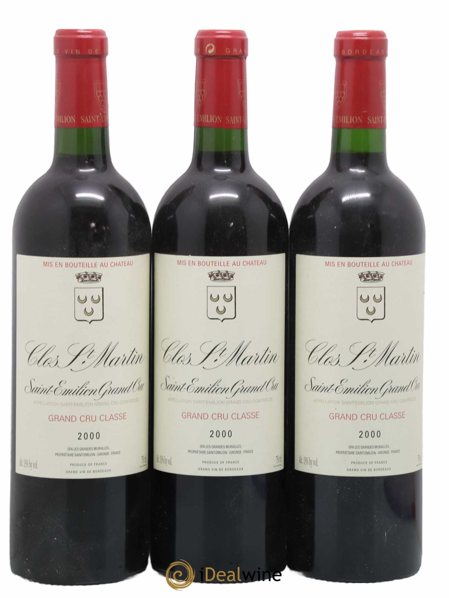 Clos Saint Martin Grand Cru Classé 2000 - Lot de 3 bouteilles - 0