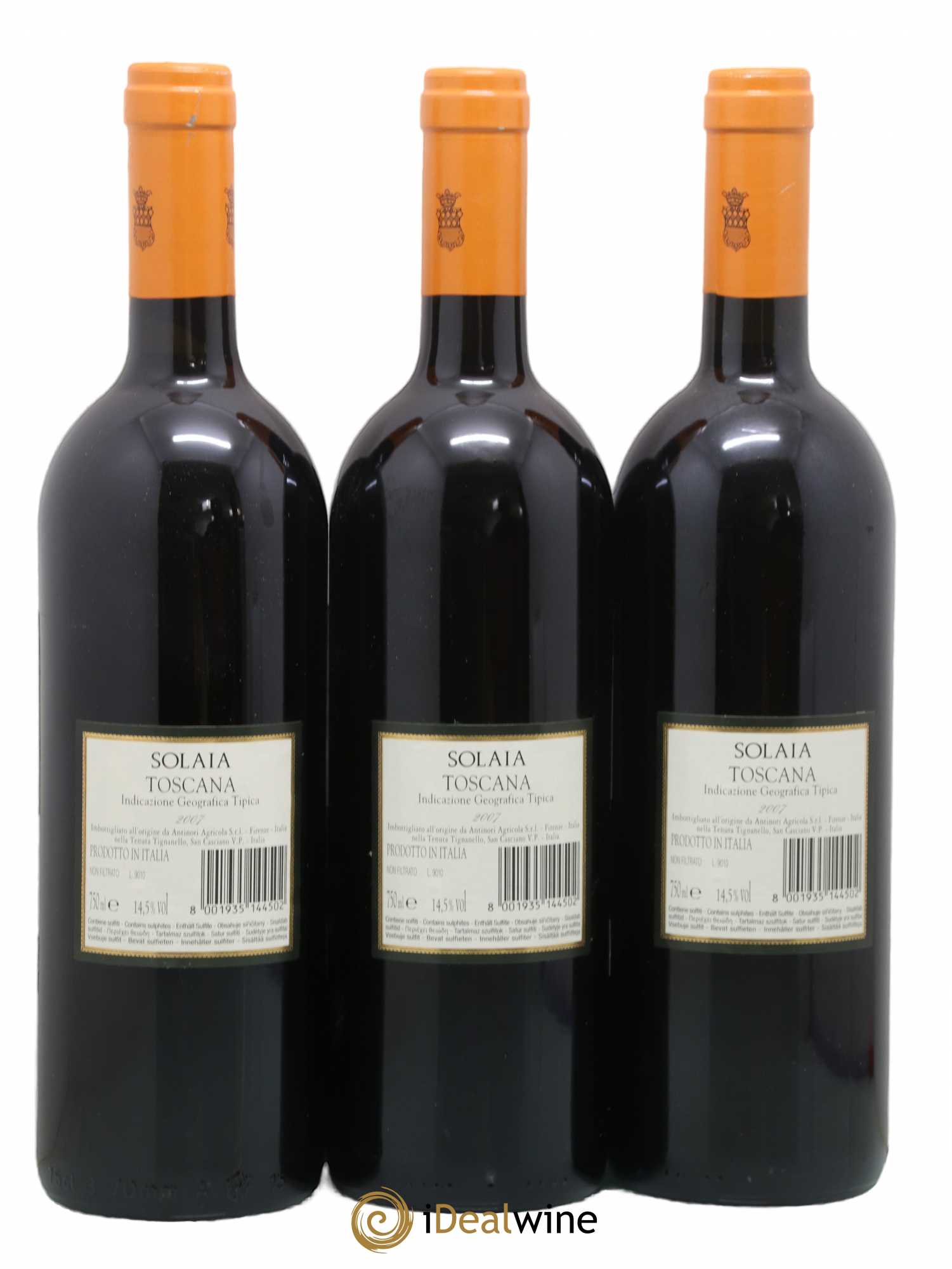 Toscana IGT Solaia Tenuta Tignanello - Marchesi Antinori 2007 - Lot de 3 bouteilles - 1
