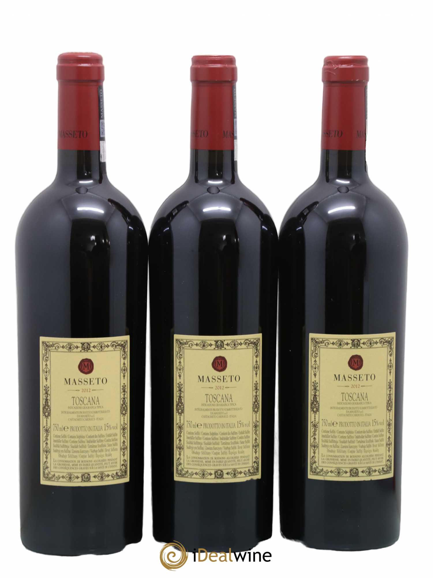 Toscana IGT Tenuta Dell'Ornellaia Masseto Frescobaldi 2012 - Lot de 3 bouteilles - 1