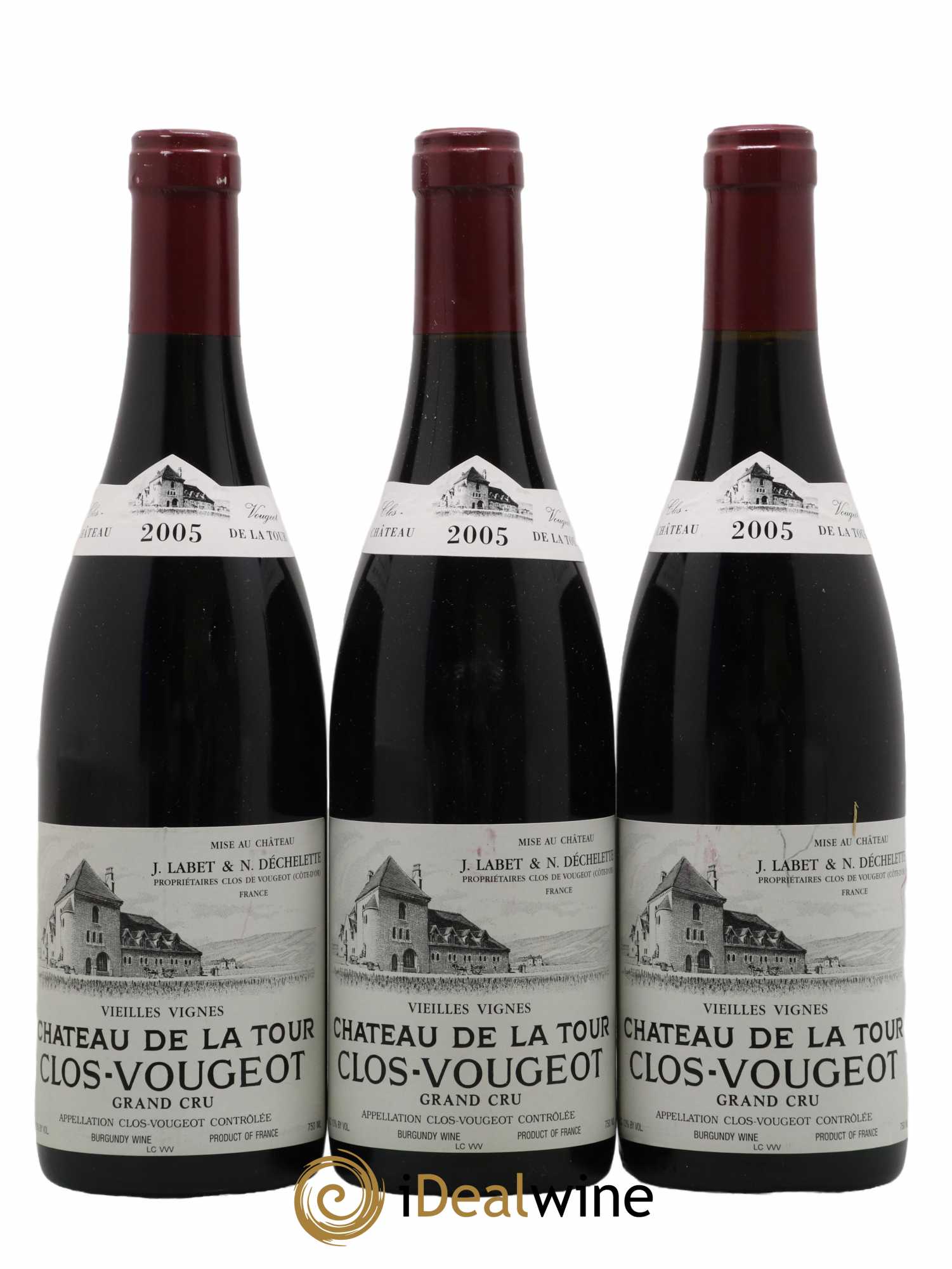 Clos de Vougeot Grand Cru Vieilles Vignes Château de La Tour 2005 - Lot de 3 bouteilles - 0