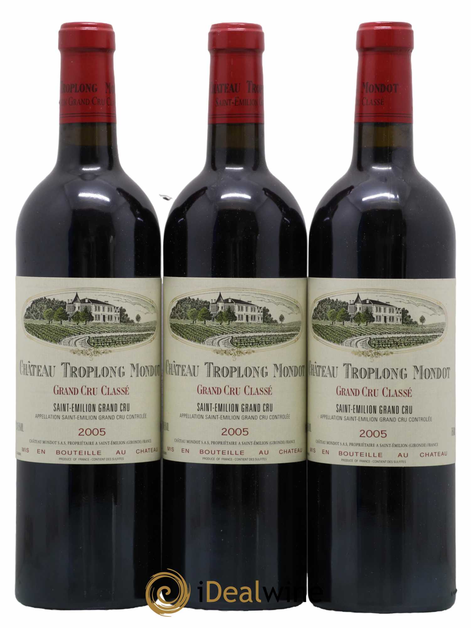 Château Troplong Mondot 1er Grand Cru Classé B 2005 - Lot de 3 bouteilles - 0