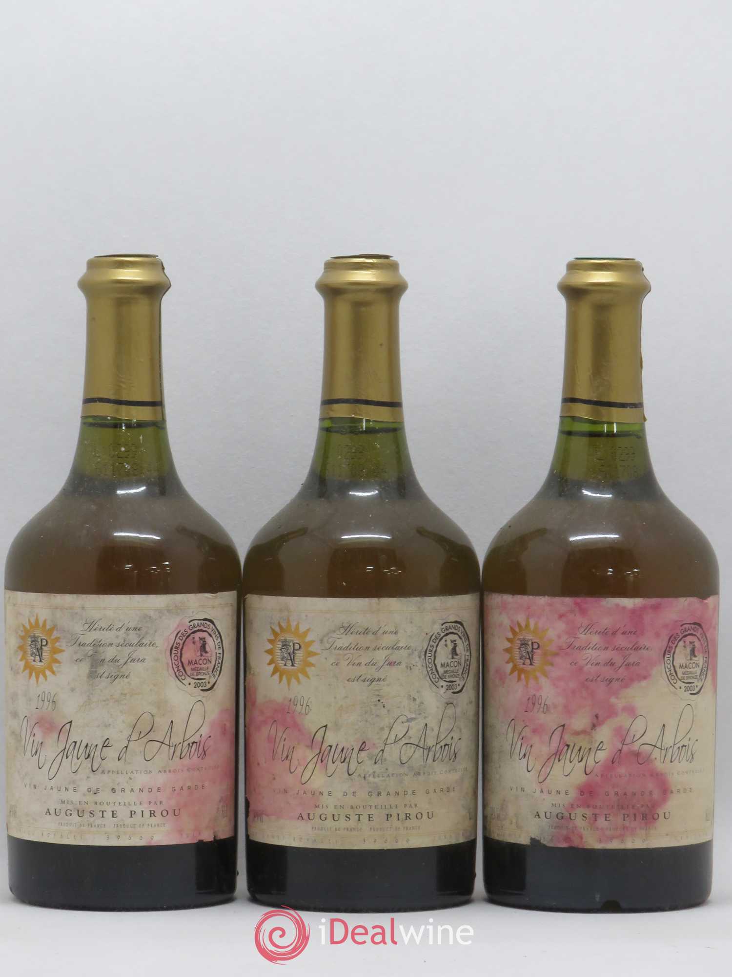 Arbois Vin Jaune Auguste Pirou (sans prix de réserve) 1996 - Lot de 3 bouteilles - 0