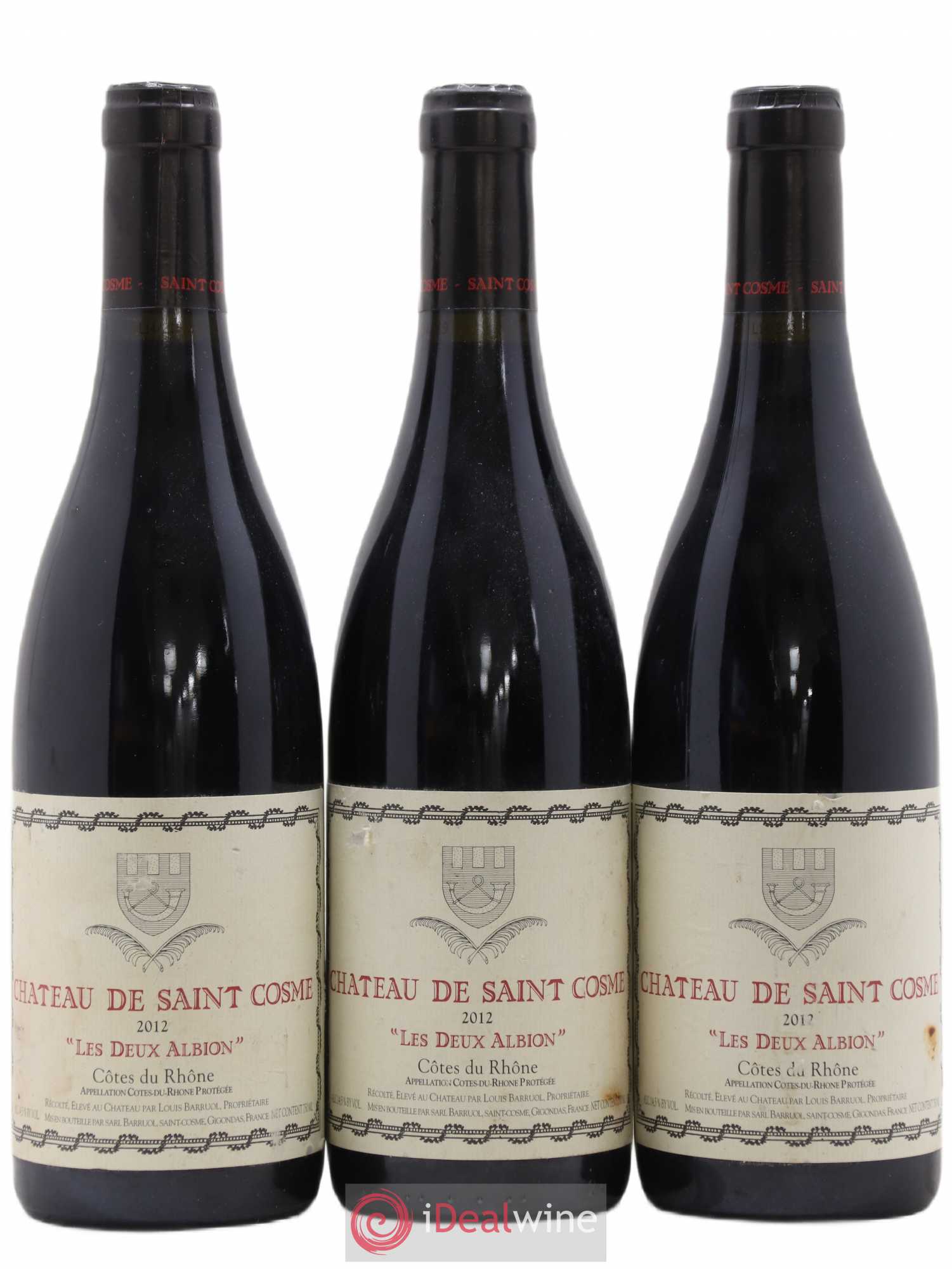 Côtes-du-Rhône Les Deux Albion Saint Cosme 2012 - Lot de 3 bouteilles - 0