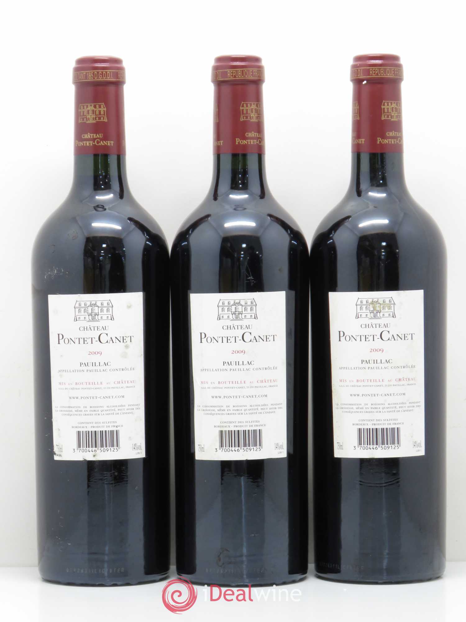 Château Pontet Canet 5ème Grand Cru Classé 2009 - Lot de 3 bouteilles - 1