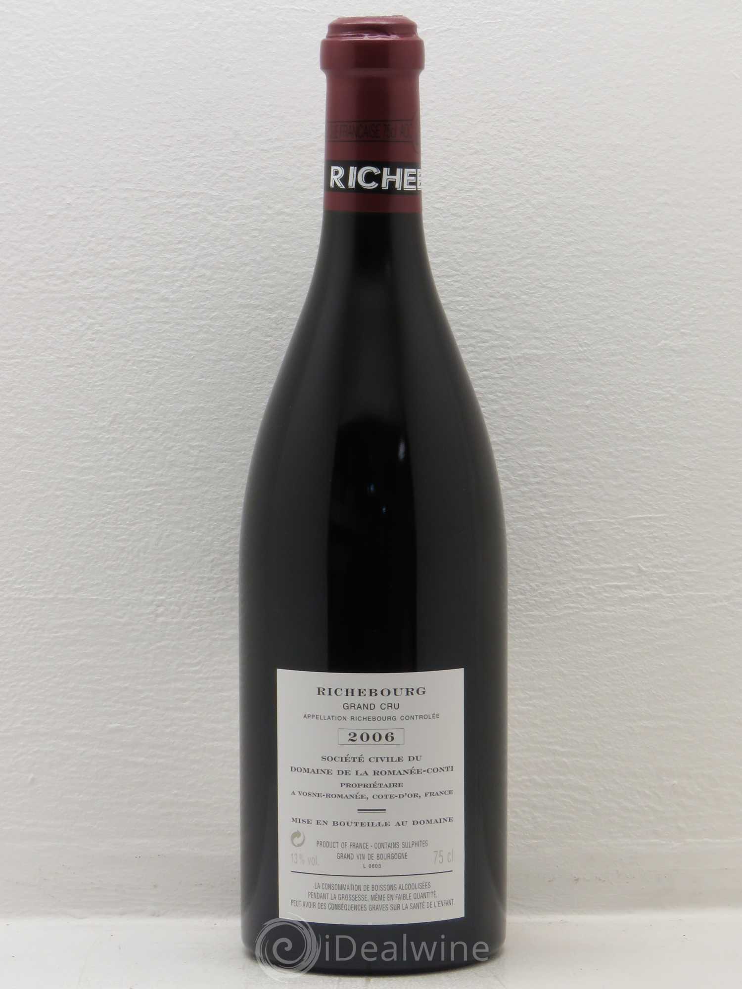 Richebourg Grand Cru Domaine de la Romanée-Conti 2006 - Lot de 1 bouteille - 1