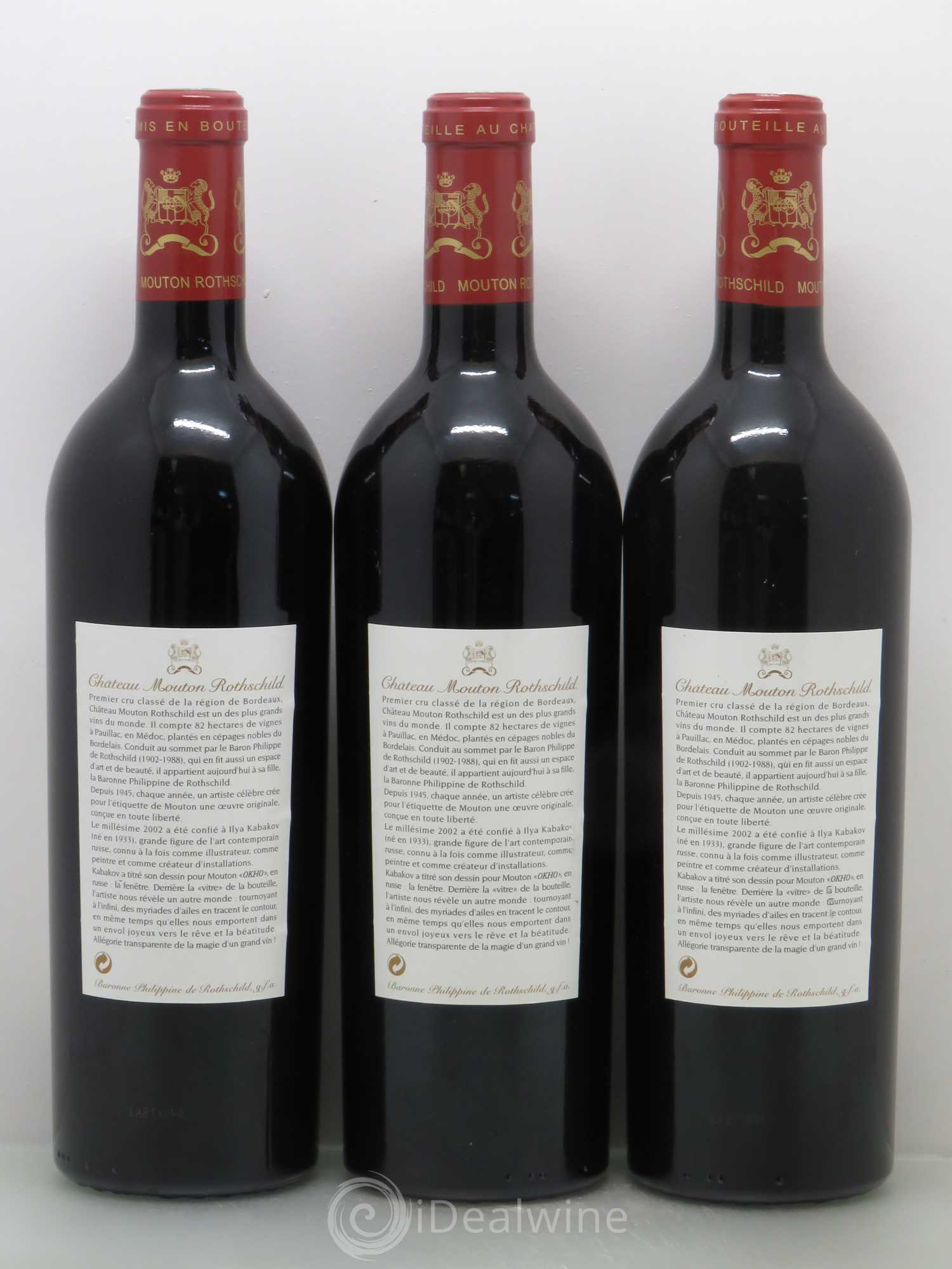 Château Mouton Rothschild 1er Grand Cru Classé 2002 - Lot de 3 bouteilles - 1