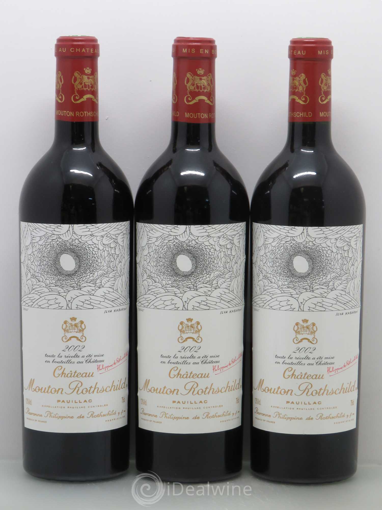 Château Mouton Rothschild 1er Grand Cru Classé 2002 - Lot de 3 bouteilles - 0