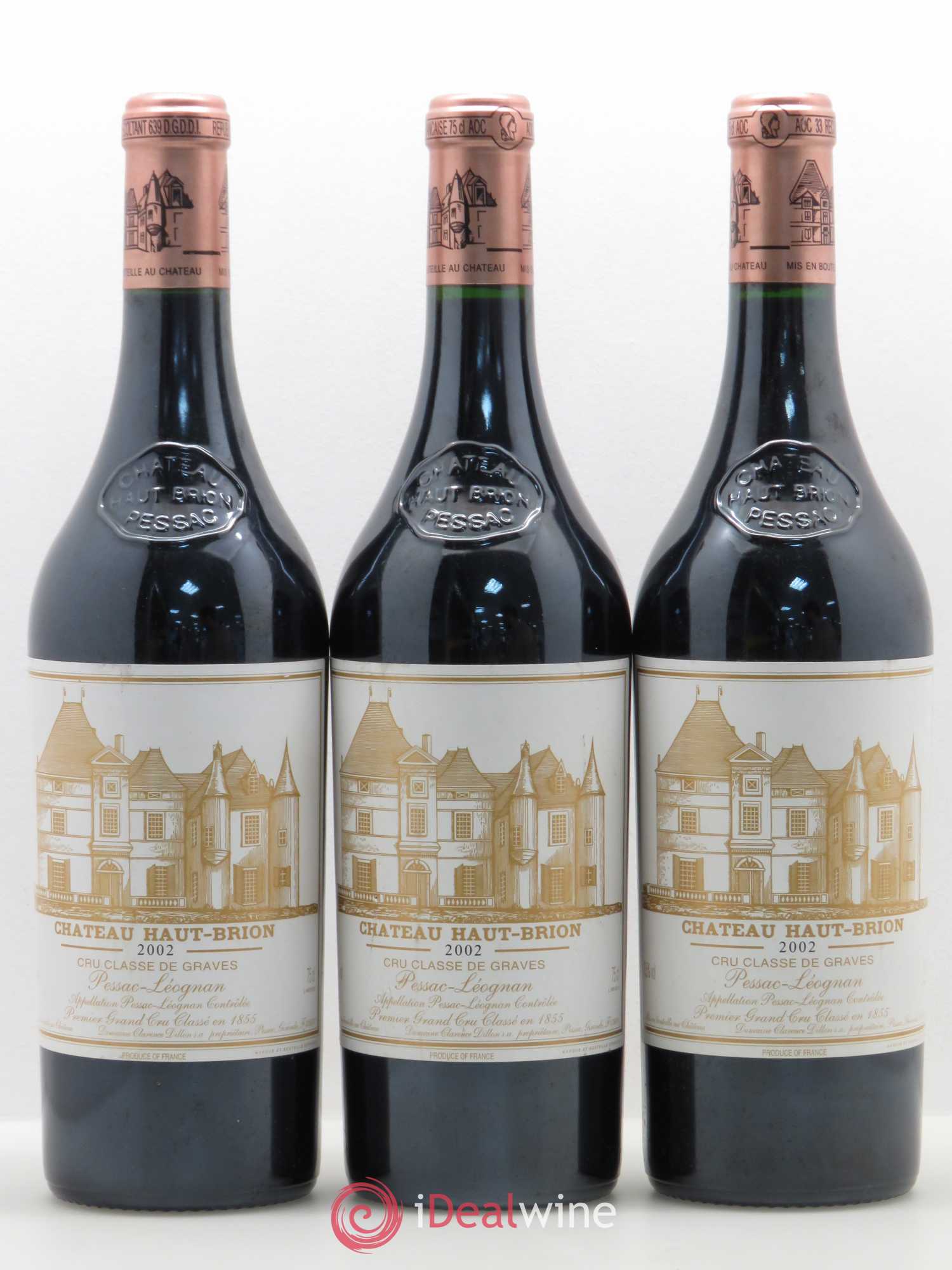 Château Haut Brion 1er Grand Cru Classé 2002 - Lot de 3 bouteilles - 0