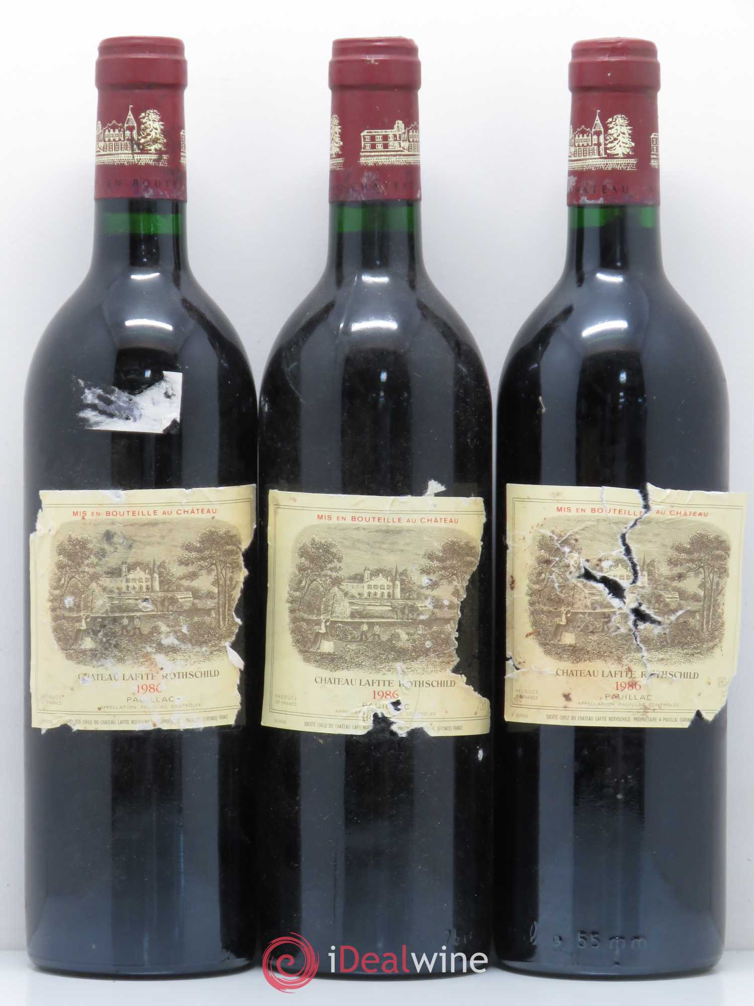 Château Lafite Rothschild 1er Grand Cru Classé 1986 - Lot de 3 bouteilles - 0