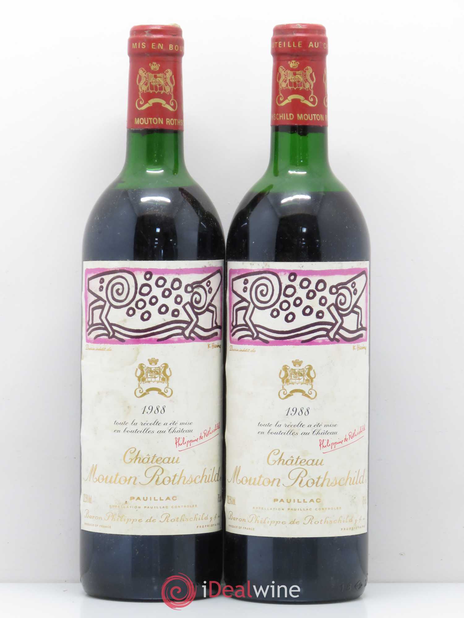 Château Mouton Rothschild 1er Grand Cru Classé (sans prix de réserve) 1988 - Lot de 2 bouteilles - 0