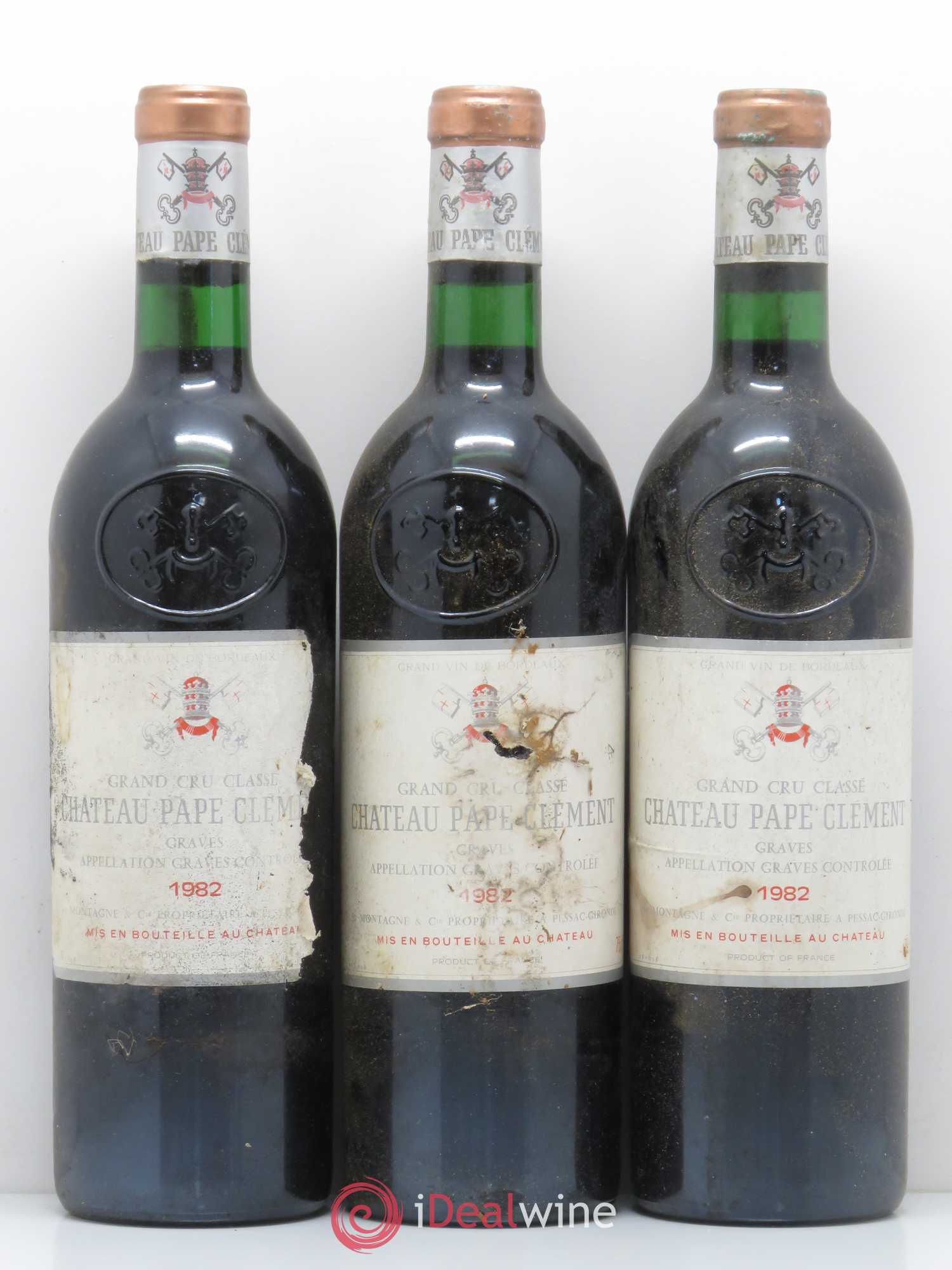 Château Pape Clément Cru Classé de Graves 1982 - Lot de 3 bouteilles - 0