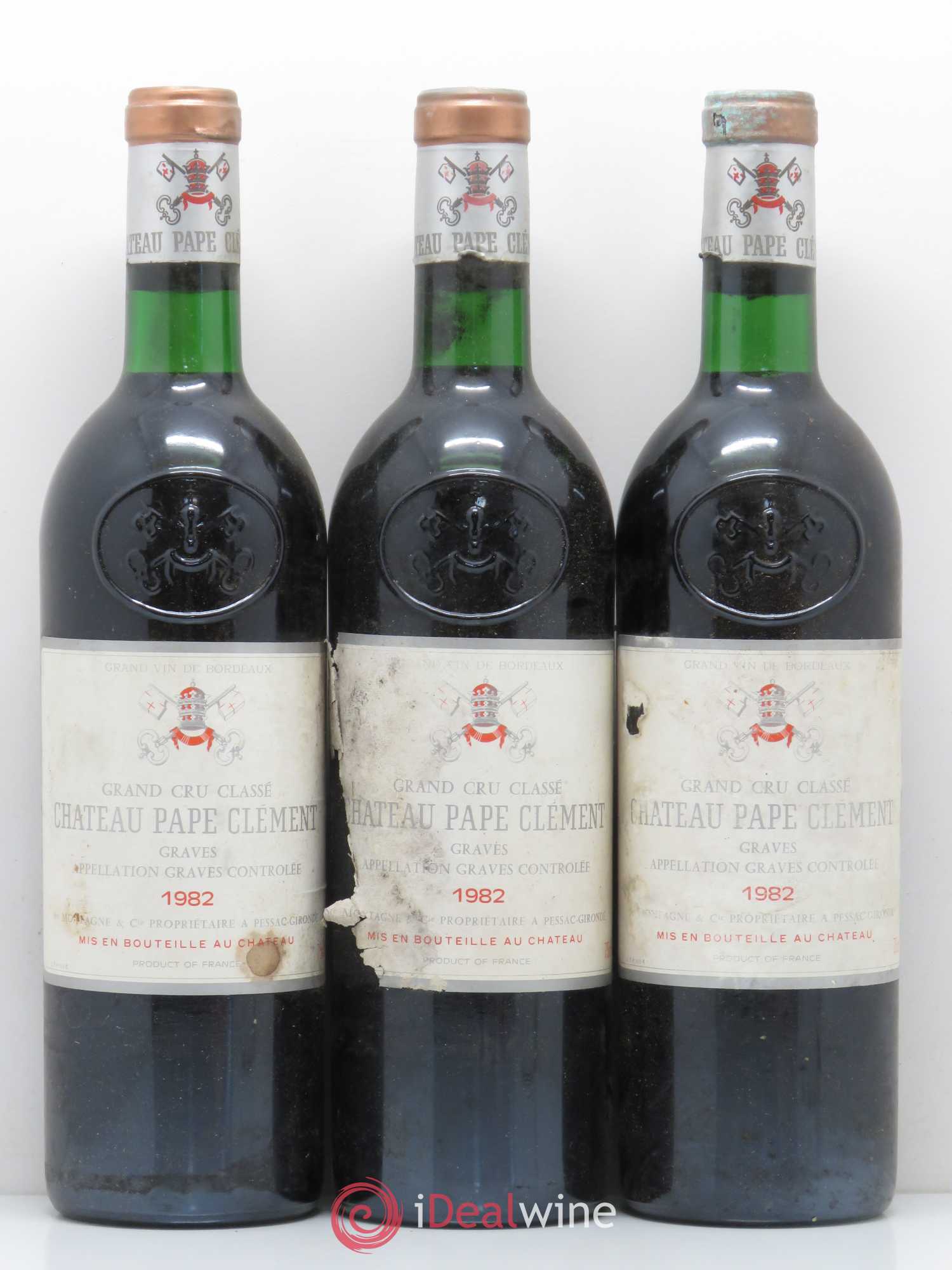 Château Pape Clément Cru Classé de Graves 1982 - Lot de 3 bouteilles - 0