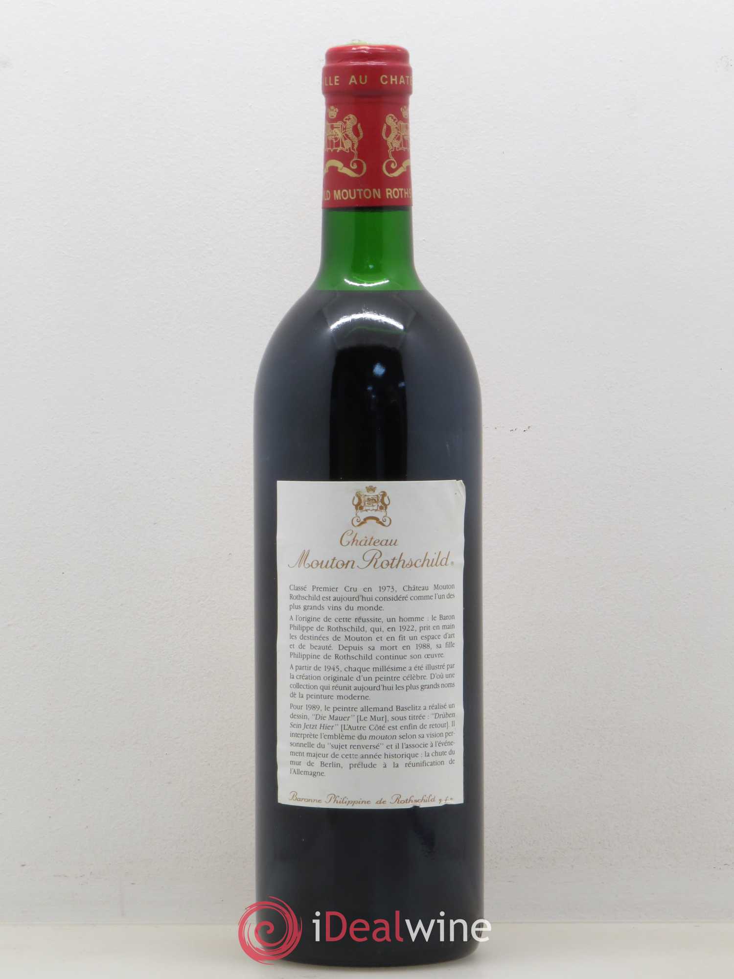 Château Mouton Rothschild 1er Grand Cru Classé 1989 - Lot de 1 bouteille - 1