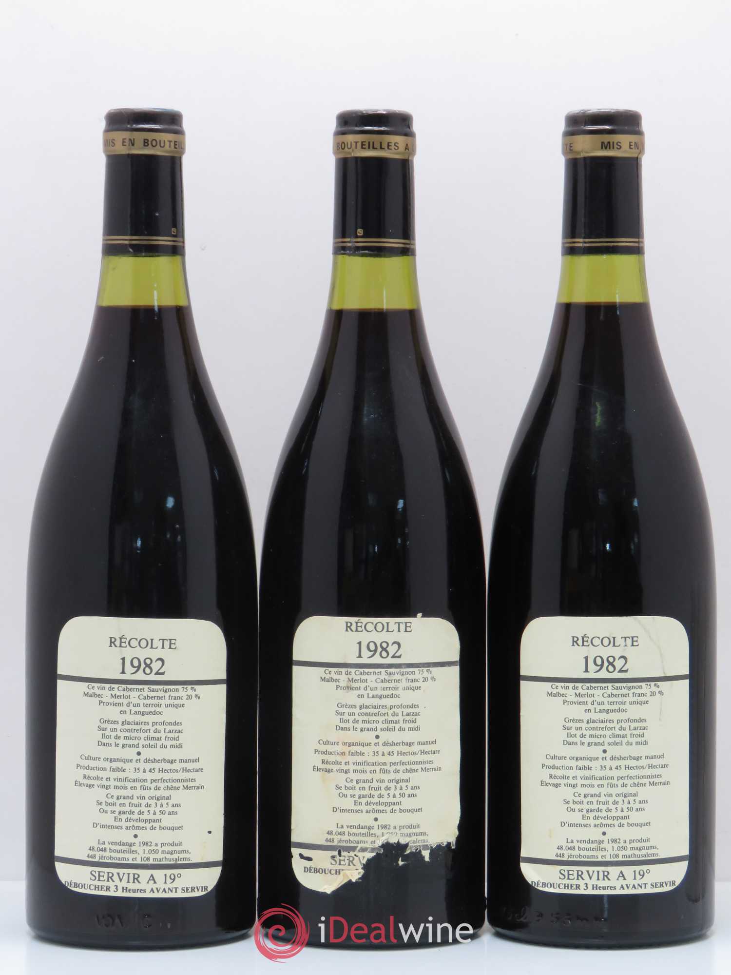 Saint-Guilhem-le-Désert - Cité d'Aniane Mas Daumas Gassac Famille Guibert de La Vaissière 1982 - Lot de 3 bouteilles - 1
