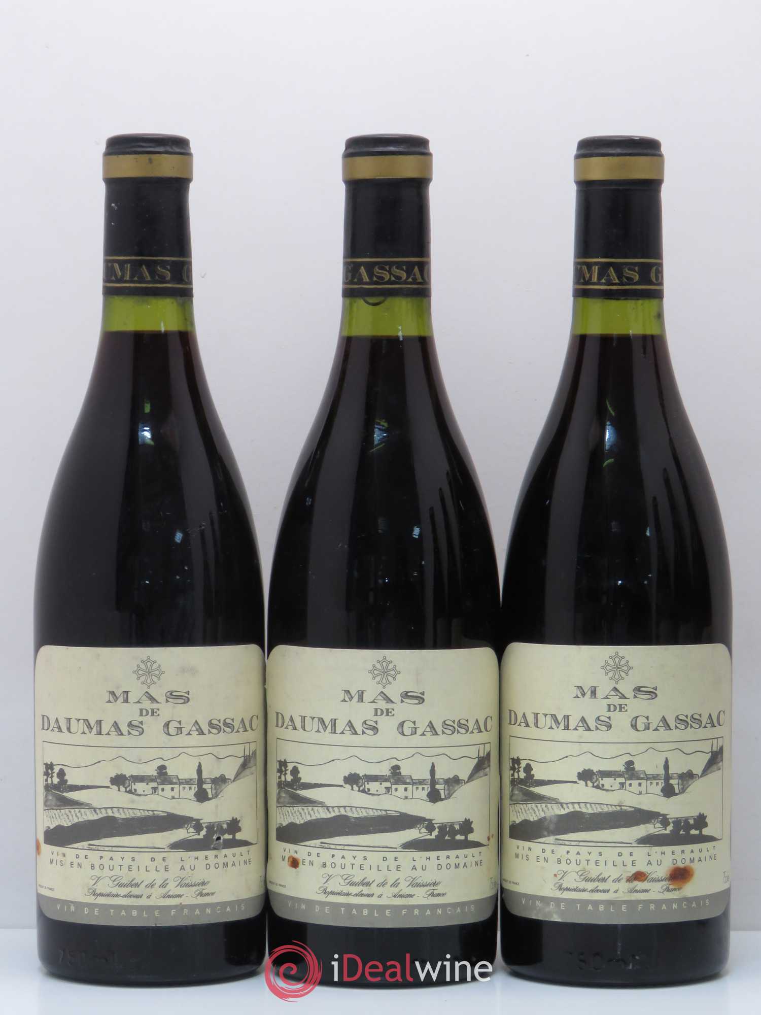 Saint-Guilhem-le-Désert - Cité d'Aniane Mas Daumas Gassac Famille Guibert de La Vaissière 1985 - Lot de 6 bouteilles - 1