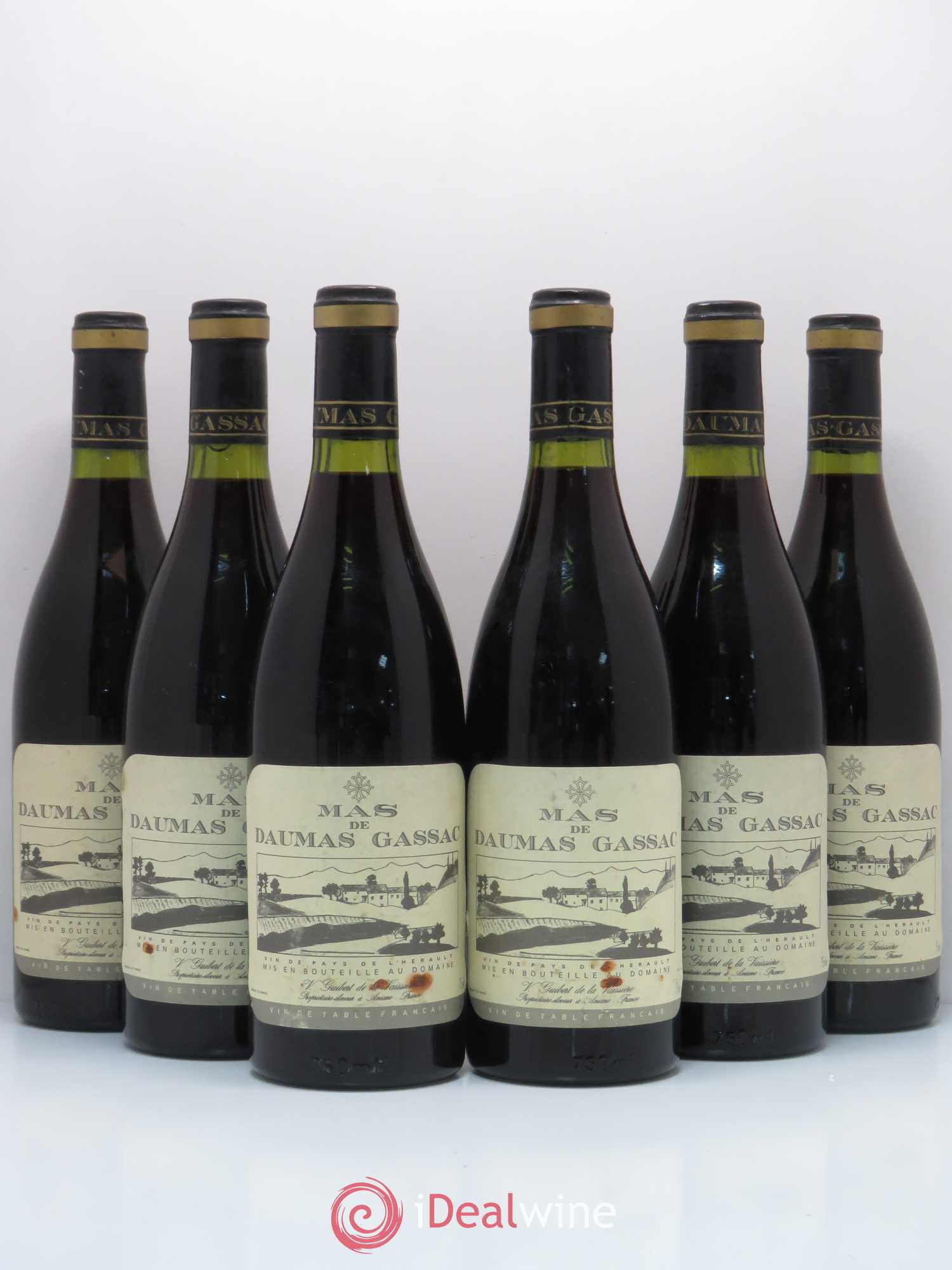 Saint-Guilhem-le-Désert - Cité d'Aniane Mas Daumas Gassac Famille Guibert de La Vaissière 1985 - Lot de 6 bouteilles - 0