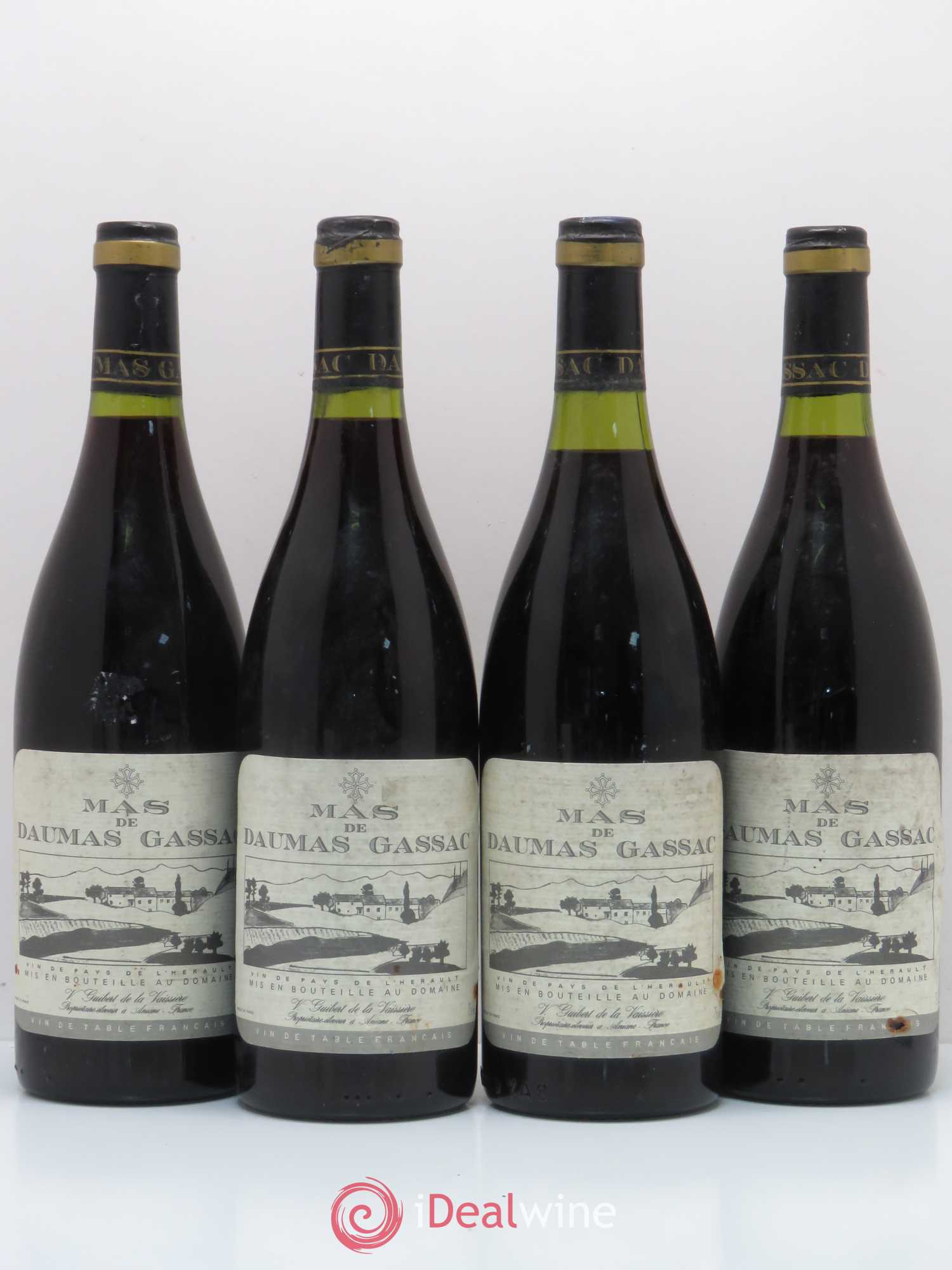 Saint-Guilhem-le-Désert - Cité d'Aniane Mas Daumas Gassac Famille Guibert de La Vaissière 1986 - Lot de 4 bouteilles - 0