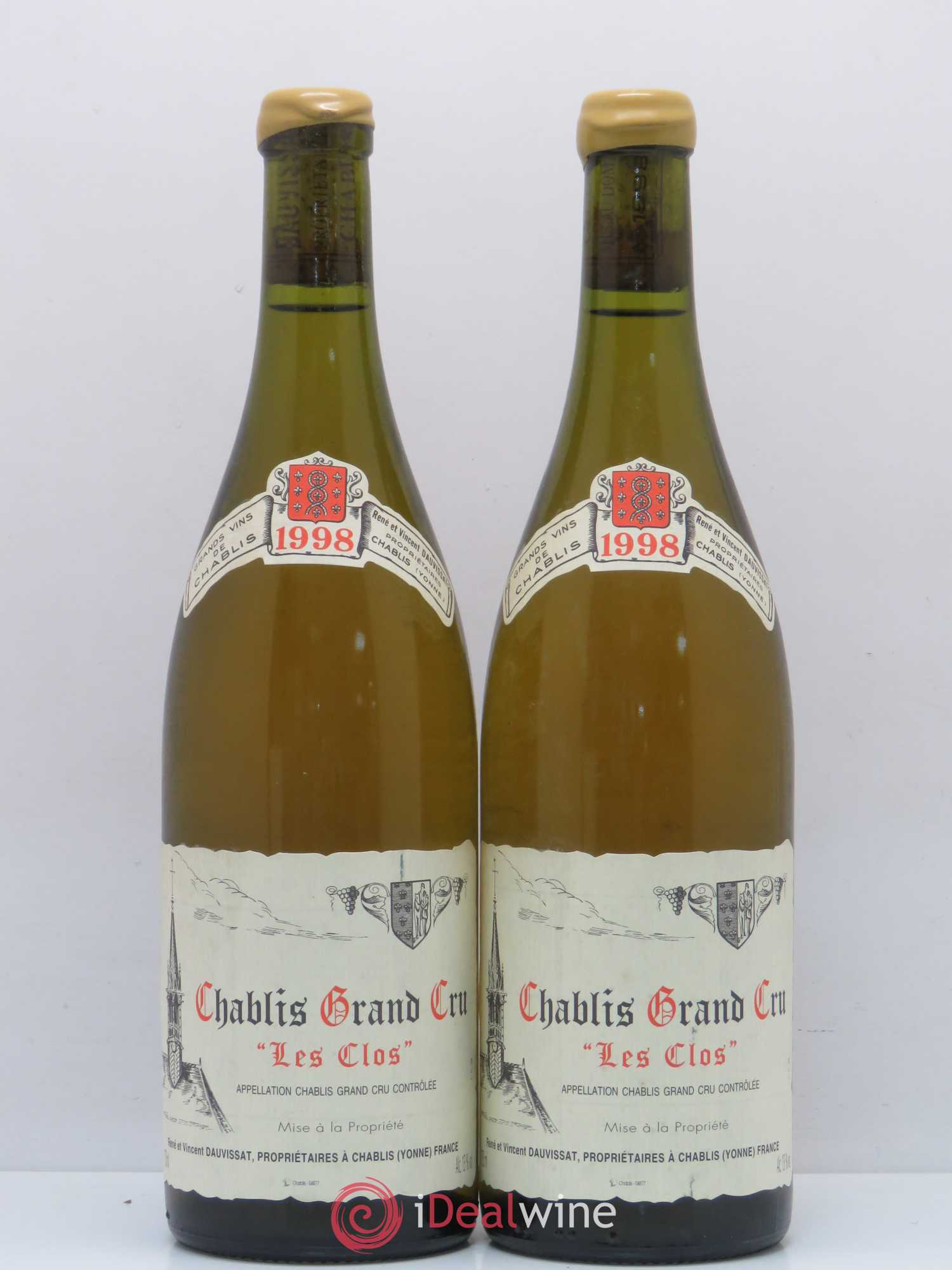 Chablis Grand Cru Les Clos Vincent Dauvissat (Domaine) 1998 - Lot de 2 bouteilles - 0