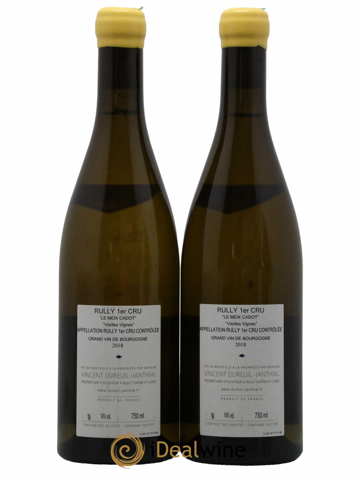 Rully 1er Cru Le Meix Cadot Vieilles Vignes Vincent Dureuil-Janthial 2018 - Lot de 2 bouteilles - 1