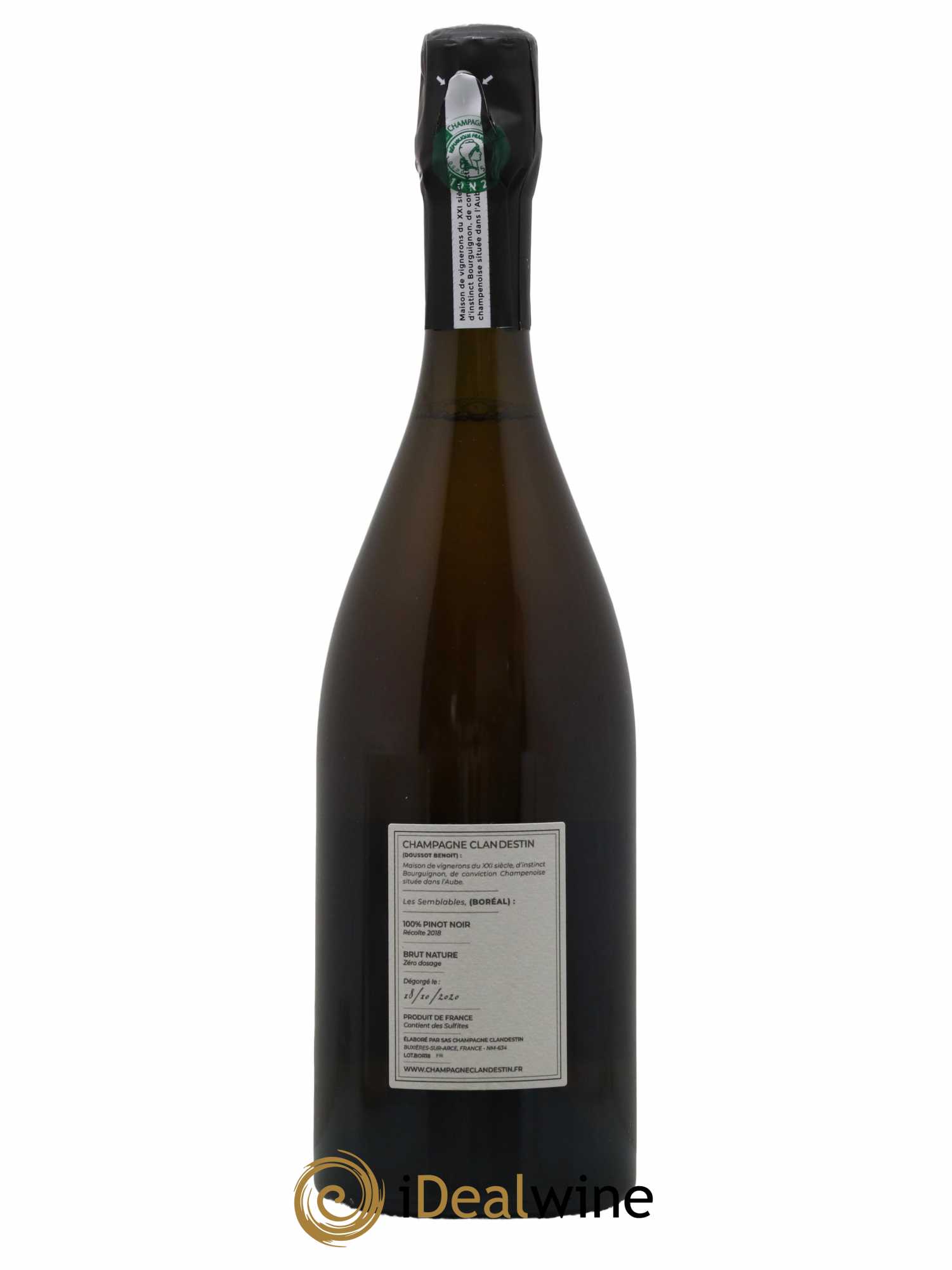 Champagne Clandestin Les Semblables Boréal 2018 - Lot de 1 bouteille - 1