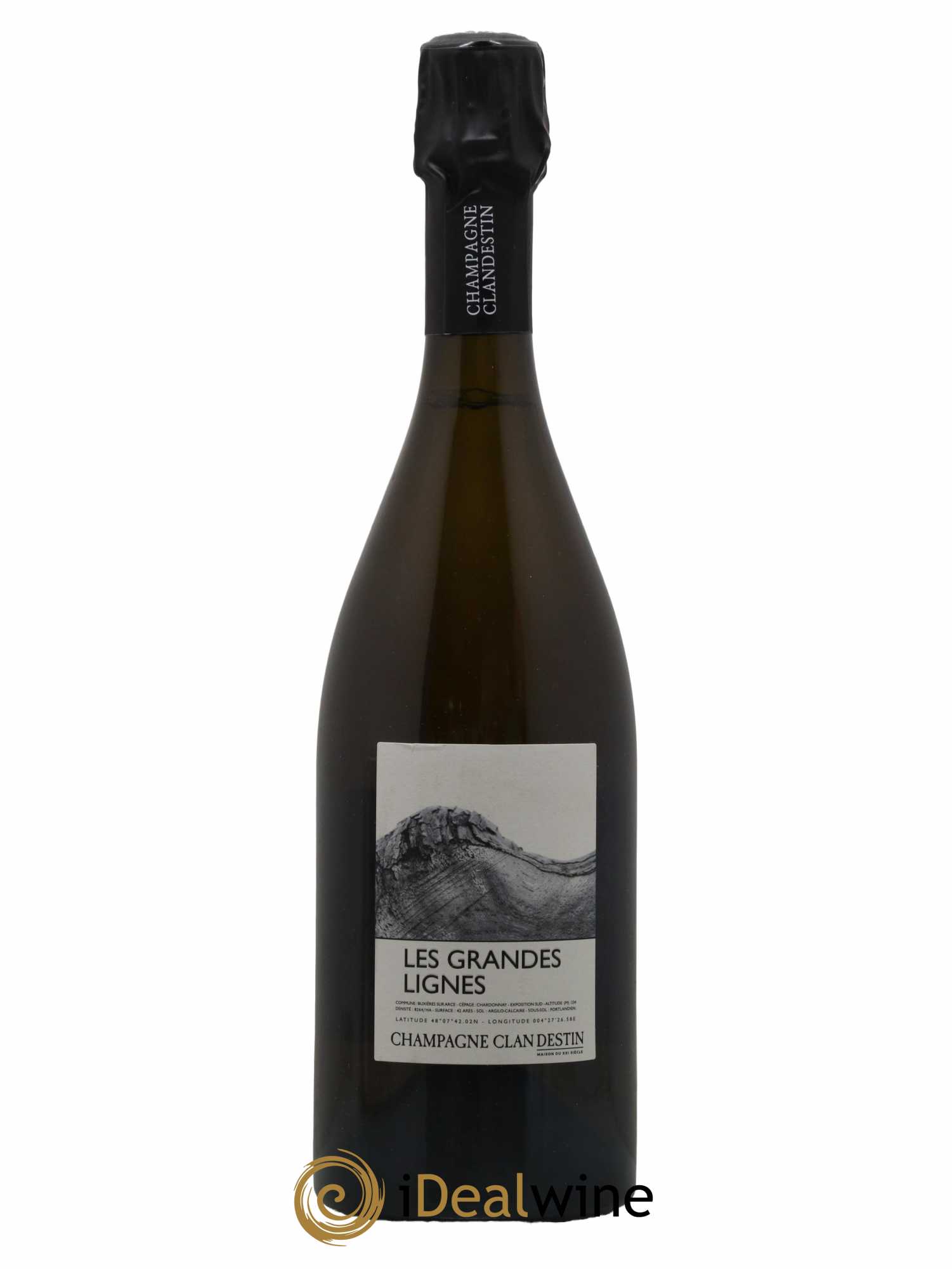 Champagne Clandestin Brut Nature Blanc de Blancs Les Grandes Lignes Millésimé 2018 - Lot de 1 bouteille - 0