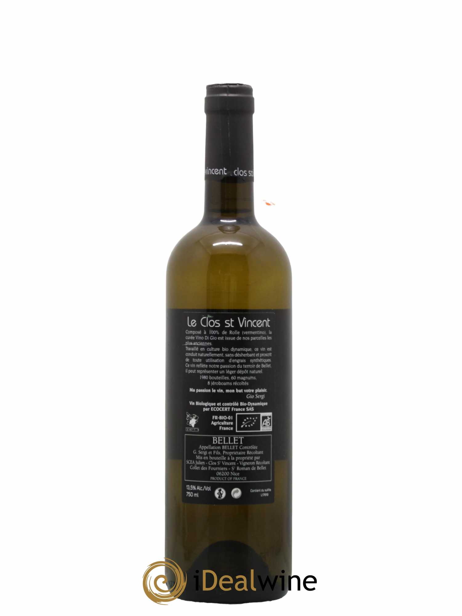 Bellet Clos Saint-Vincent Vino di Gio Famille Sicardi-Sergi 2018 - Lot de 1 bouteille - 1