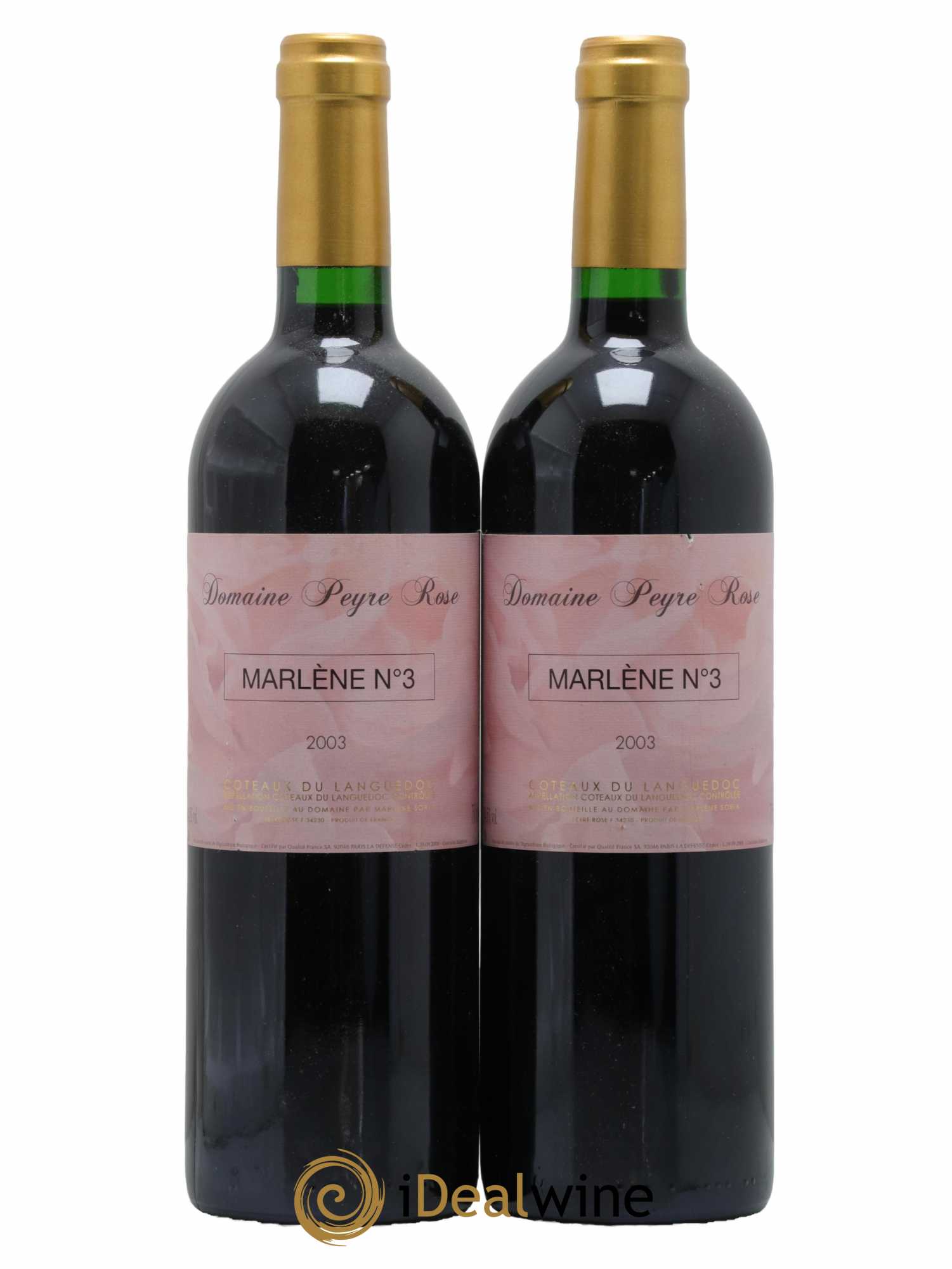 Vin de France (anciennement Coteaux du Languedoc) Peyre Rose Marlène n°3 Marlène Soria 2003 - Lot de 2 bouteilles - 0