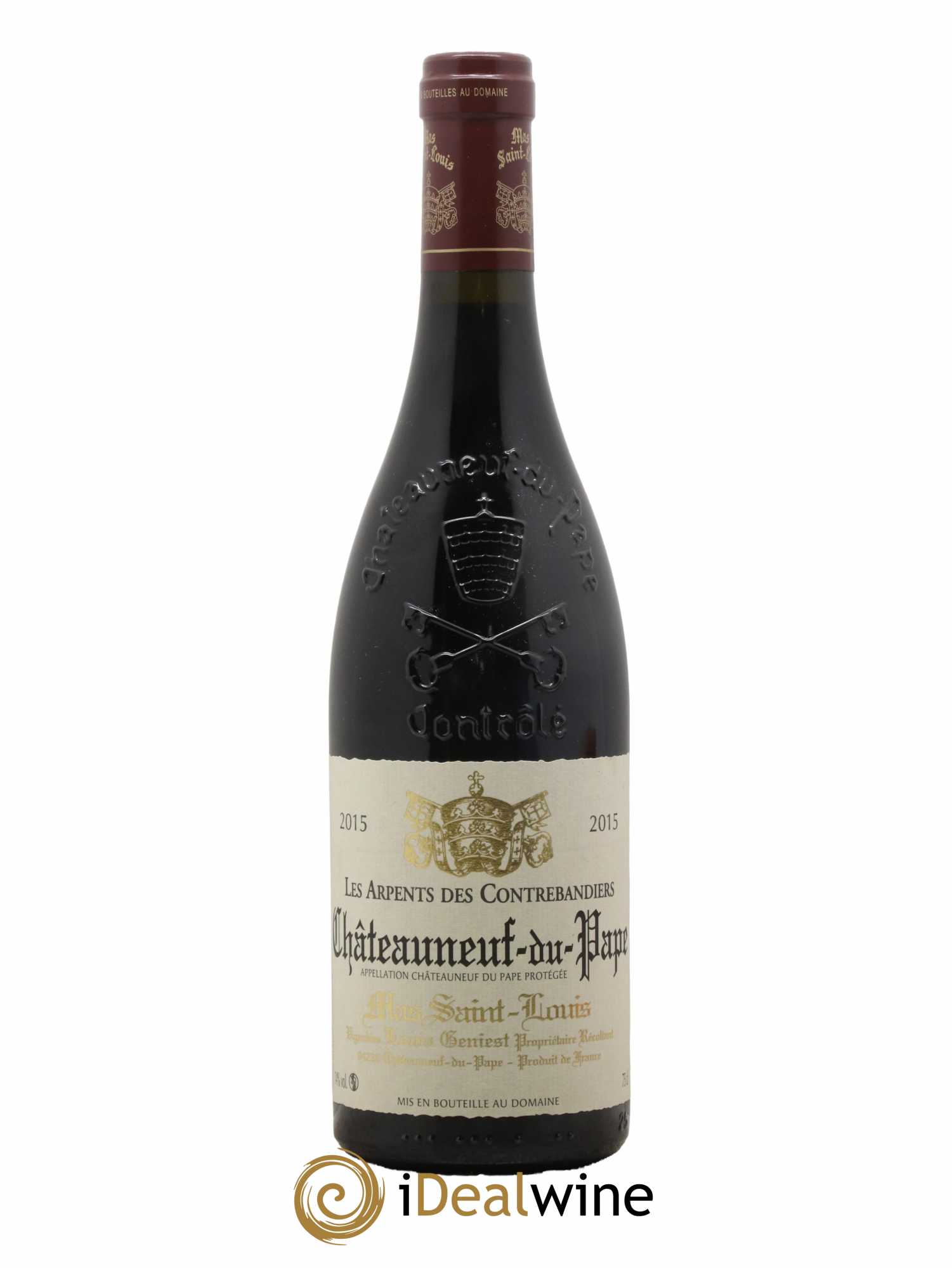 Châteauneuf-du-Pape Les Arpents des Contrebandiers Mas Saint-Louis 2015 - Lot de 1 bouteille - 0