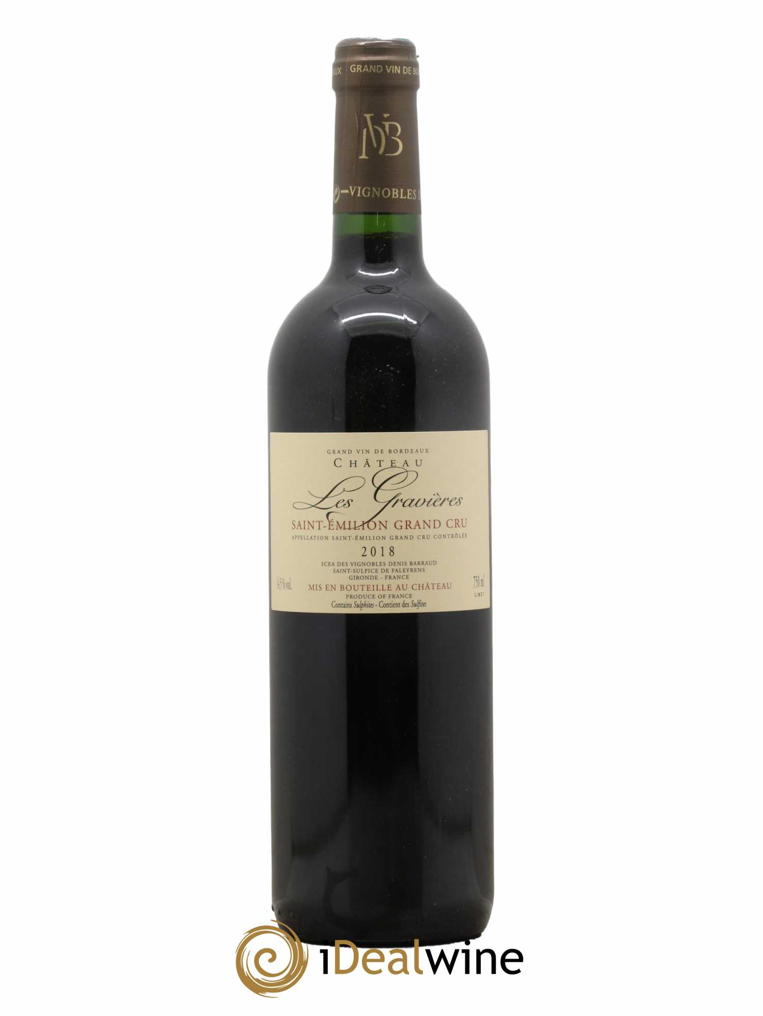 Saint-Émilion Grand Cru Château Les Gravières 2018 - Lot de 1 bouteille - 0