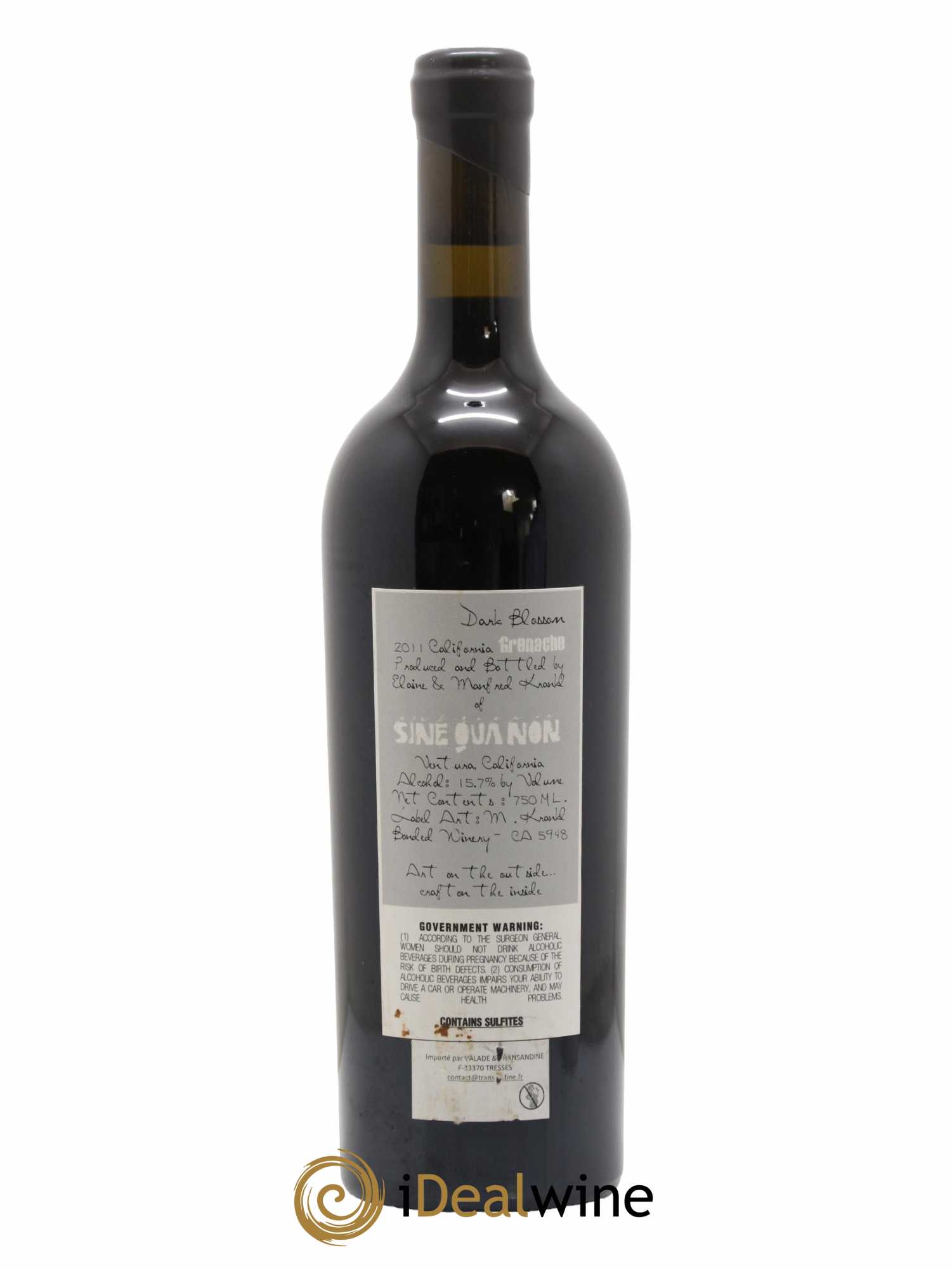 Californie Sine Qua Non Dark Blossom Grenache Manfred Krankl 2011 - Lot de 1 bouteille - 1