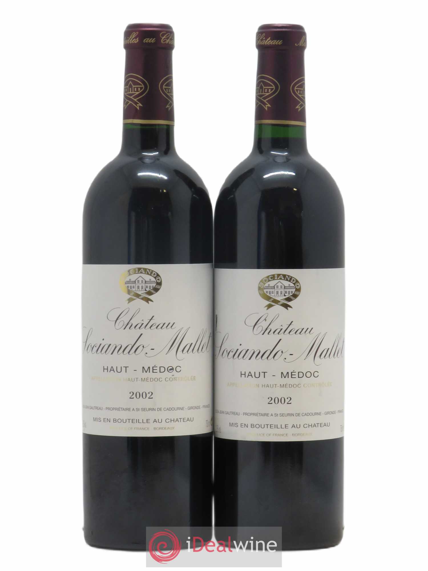 Château Sociando Mallet 2002 - Lot de 2 bouteilles - 0