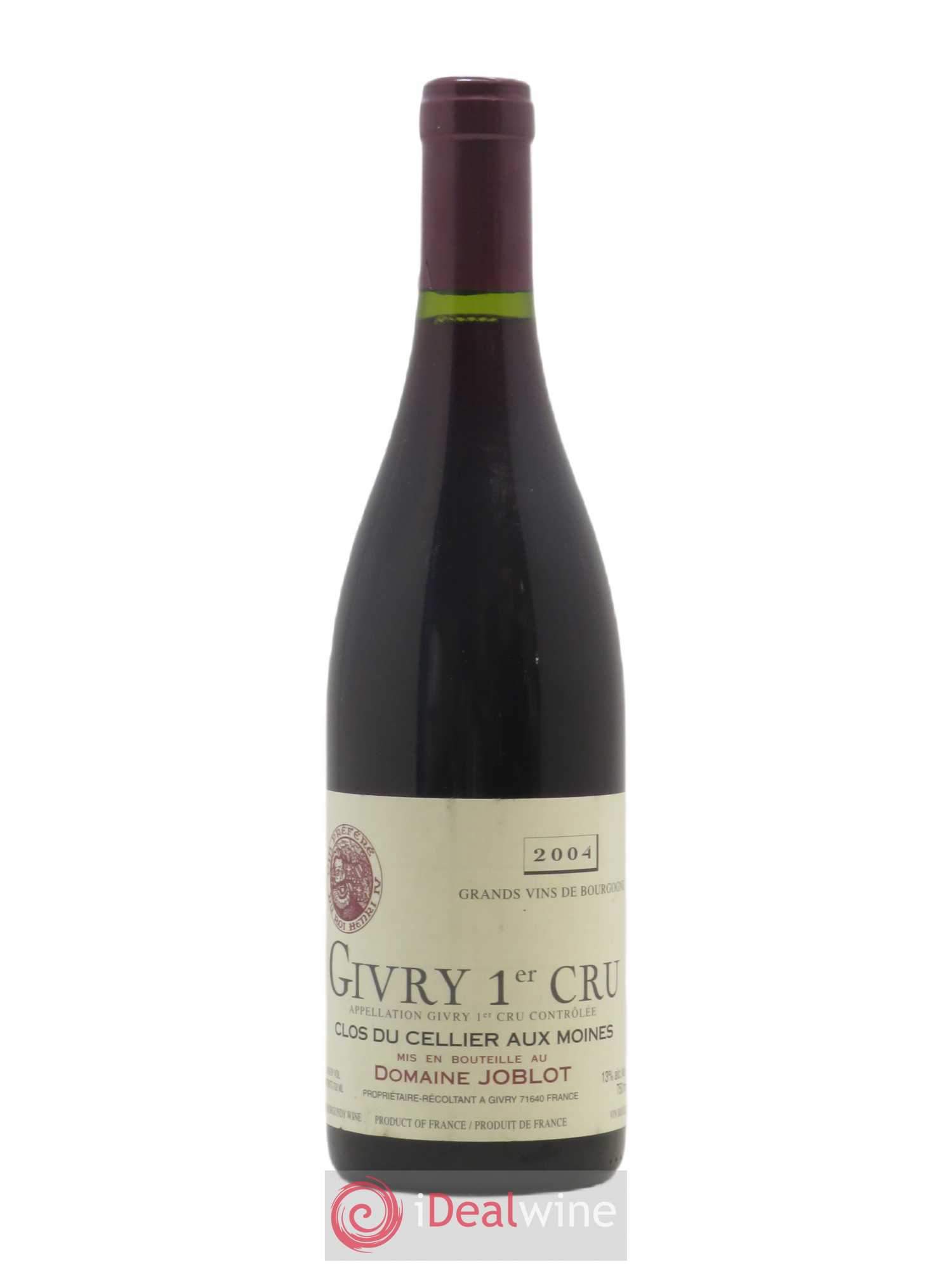 Givry 1er Cru Clos du Cellier aux Moines Joblot (Domaine) 2004 - Lot de 1 bouteille - 0