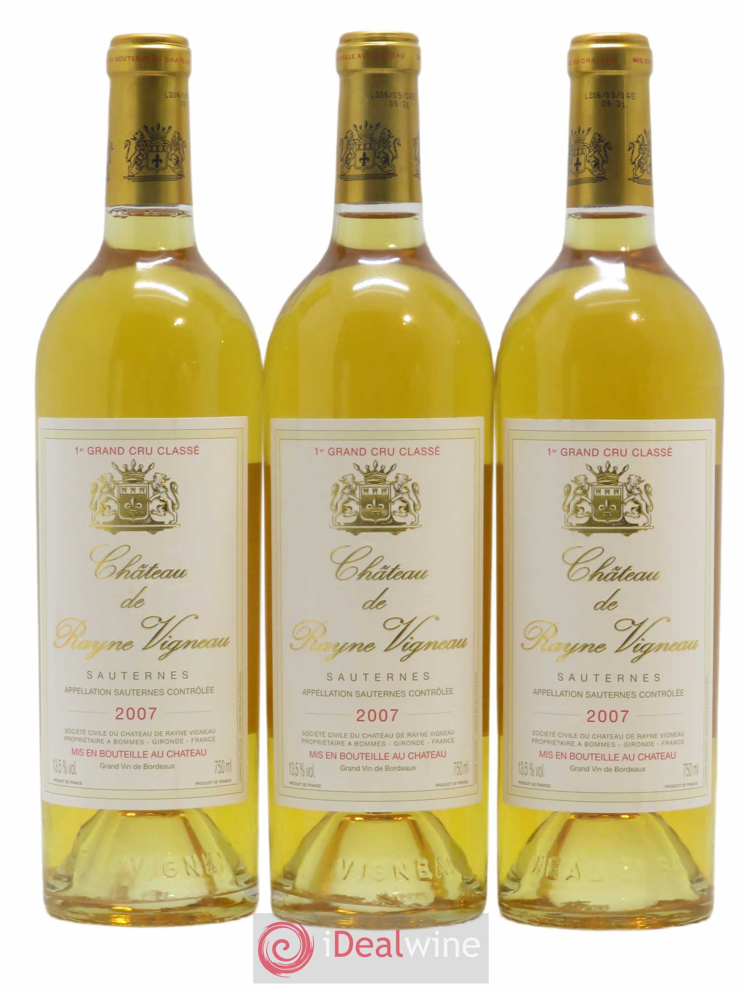 Château de Rayne Vigneau 1er Grand Cru Classé 2007 - Lotto di 3 bottiglie - 0