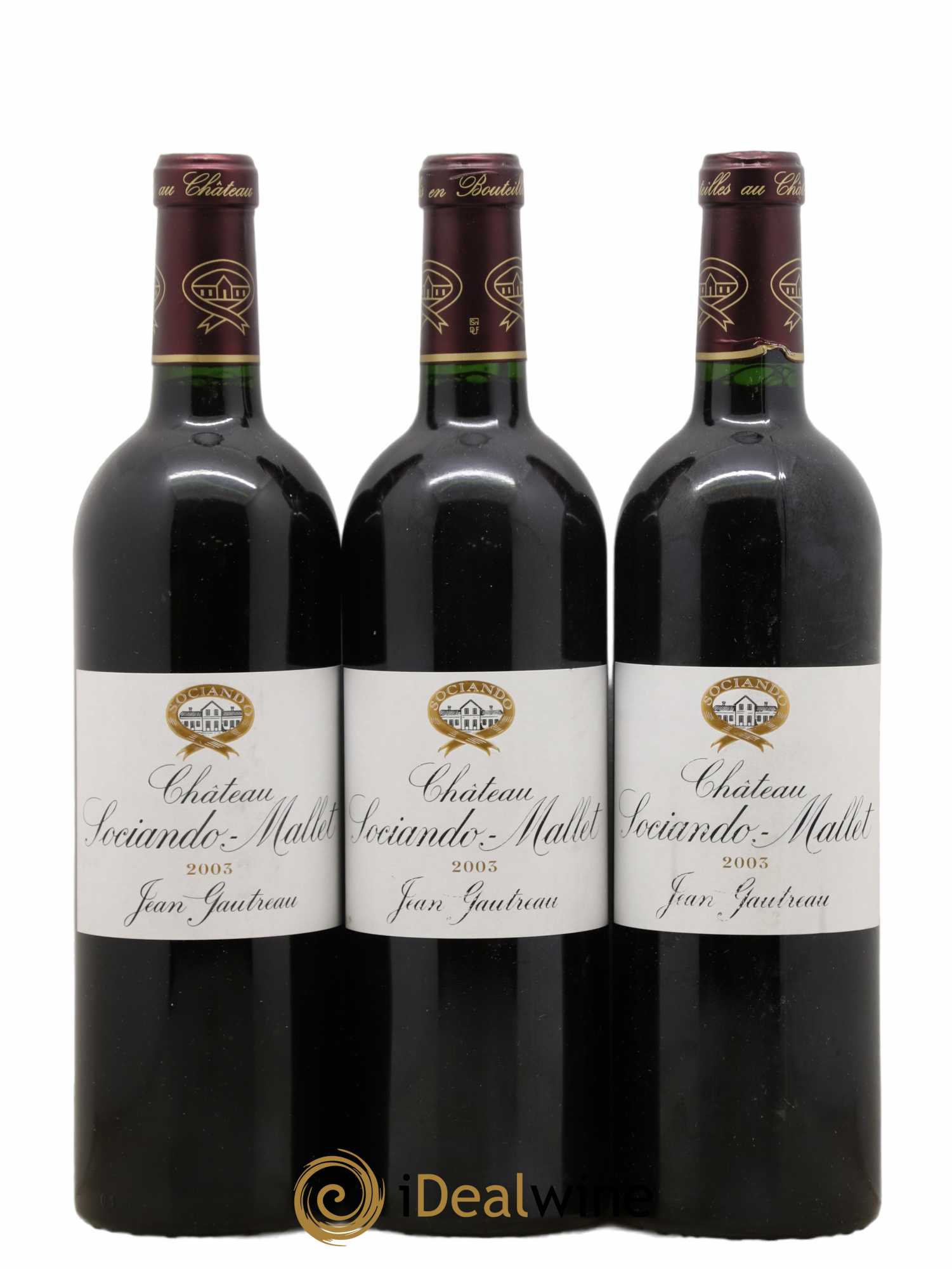 Château Sociando Mallet 2003 - Lot de 3 bouteilles - 0