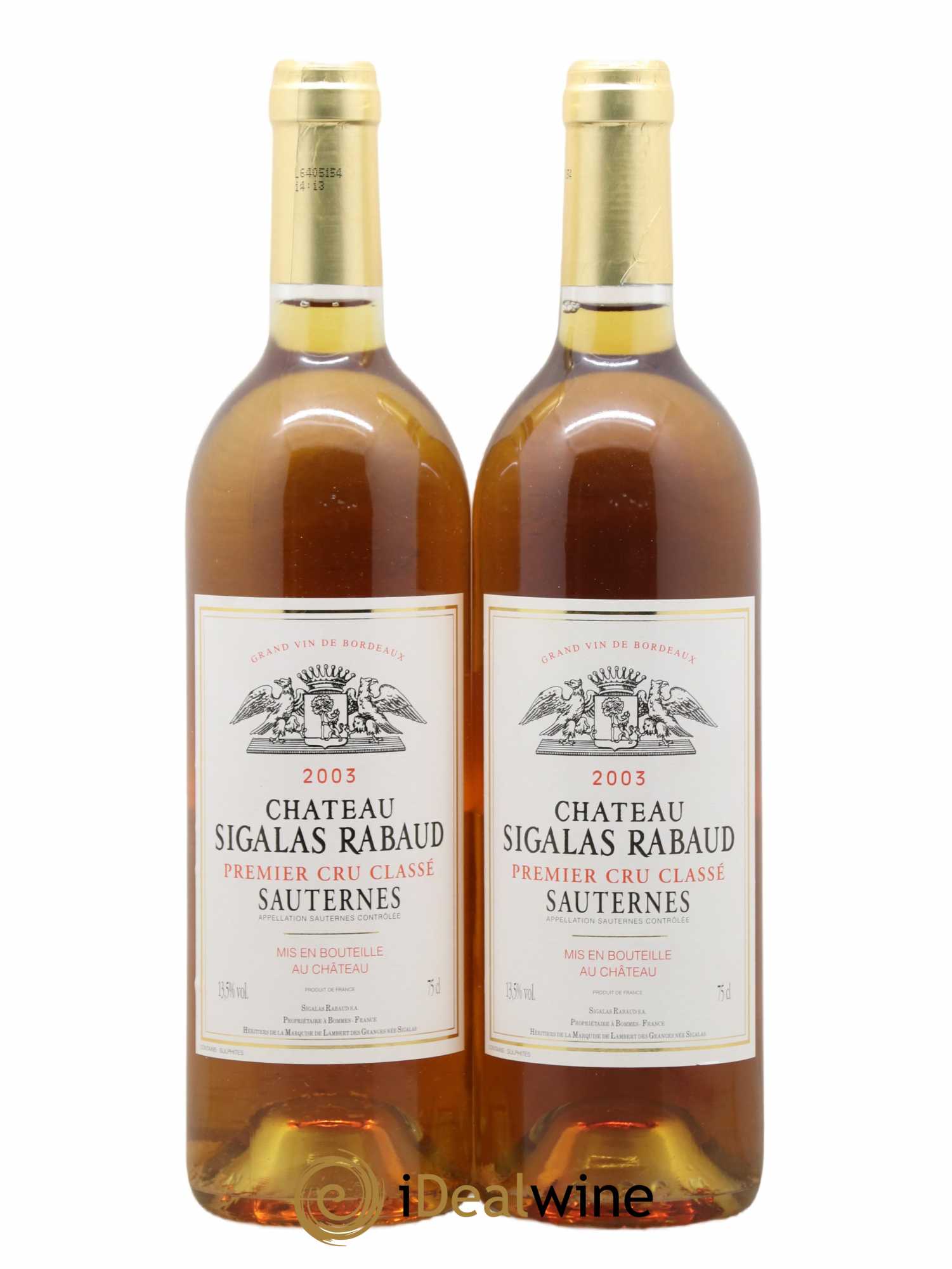 Château Sigalas Rabaud 1er Grand Cru Classé 2003 - Lotto di 2 bottiglie - 0