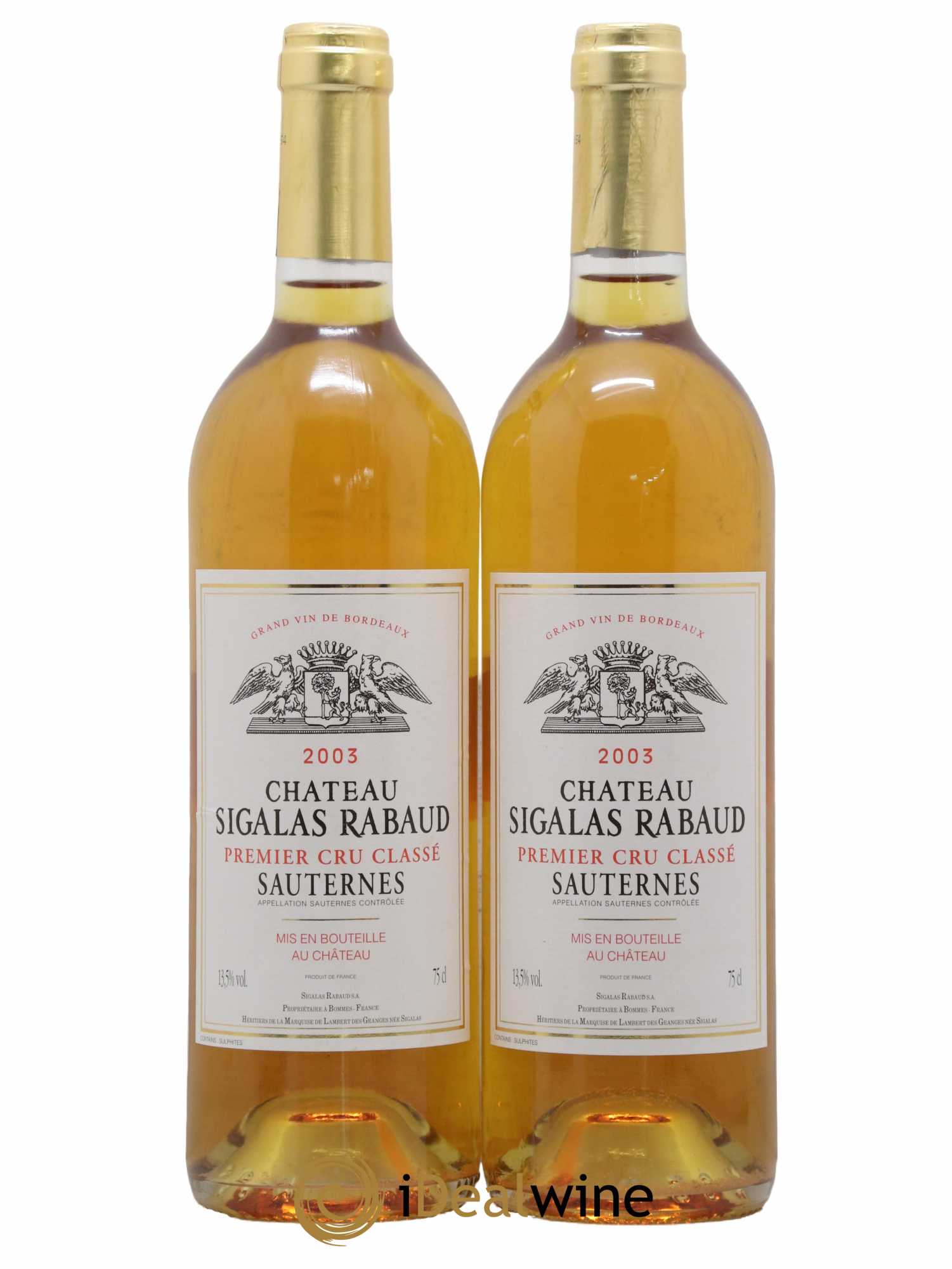 Château Sigalas Rabaud 1er Grand Cru Classé 2003 - Lotto di 2 bottiglie - 0