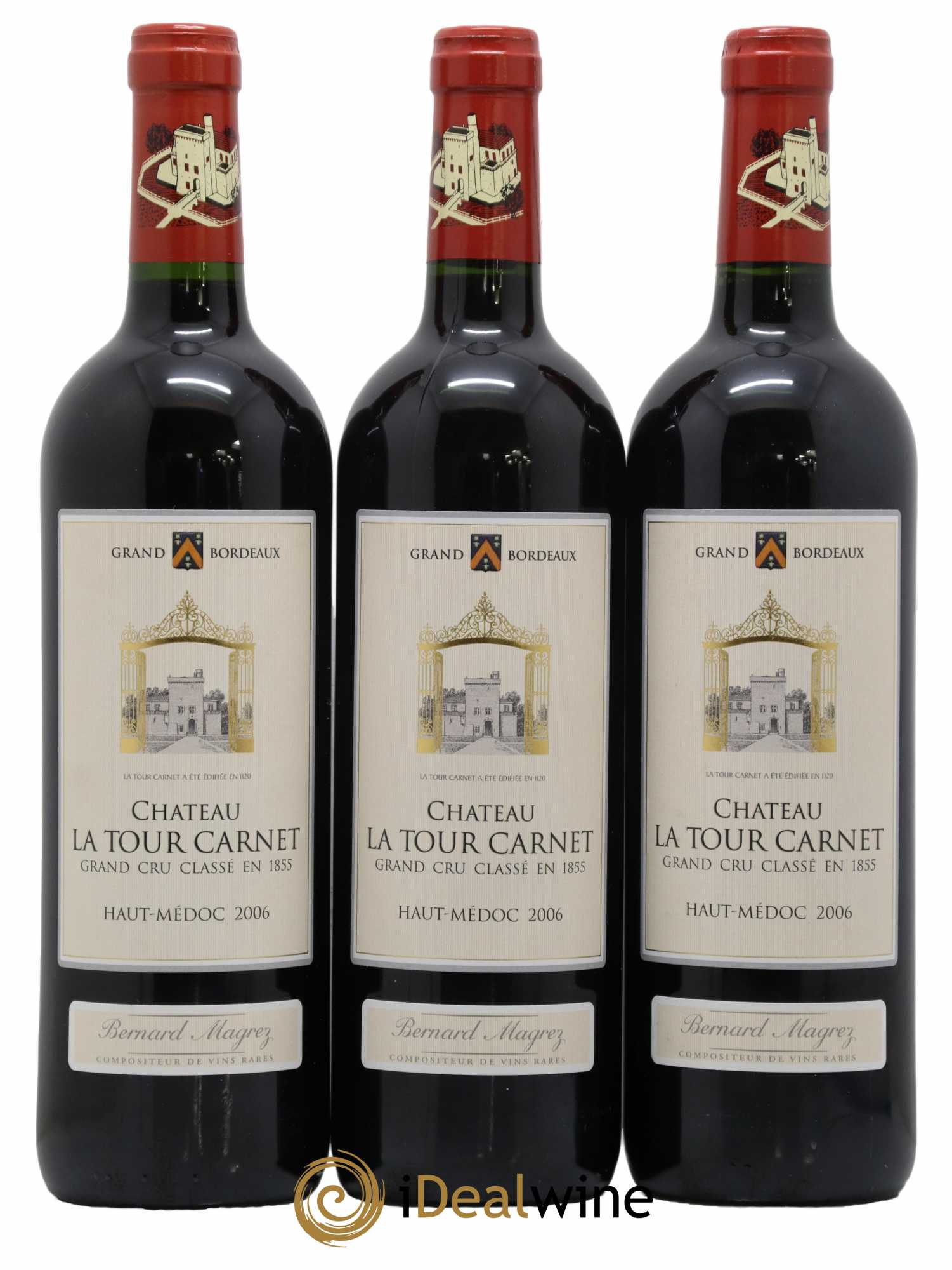 Château la Tour Carnet 4ème Grand Cru Classé 2006 - Lot de 3 bouteilles - 0
