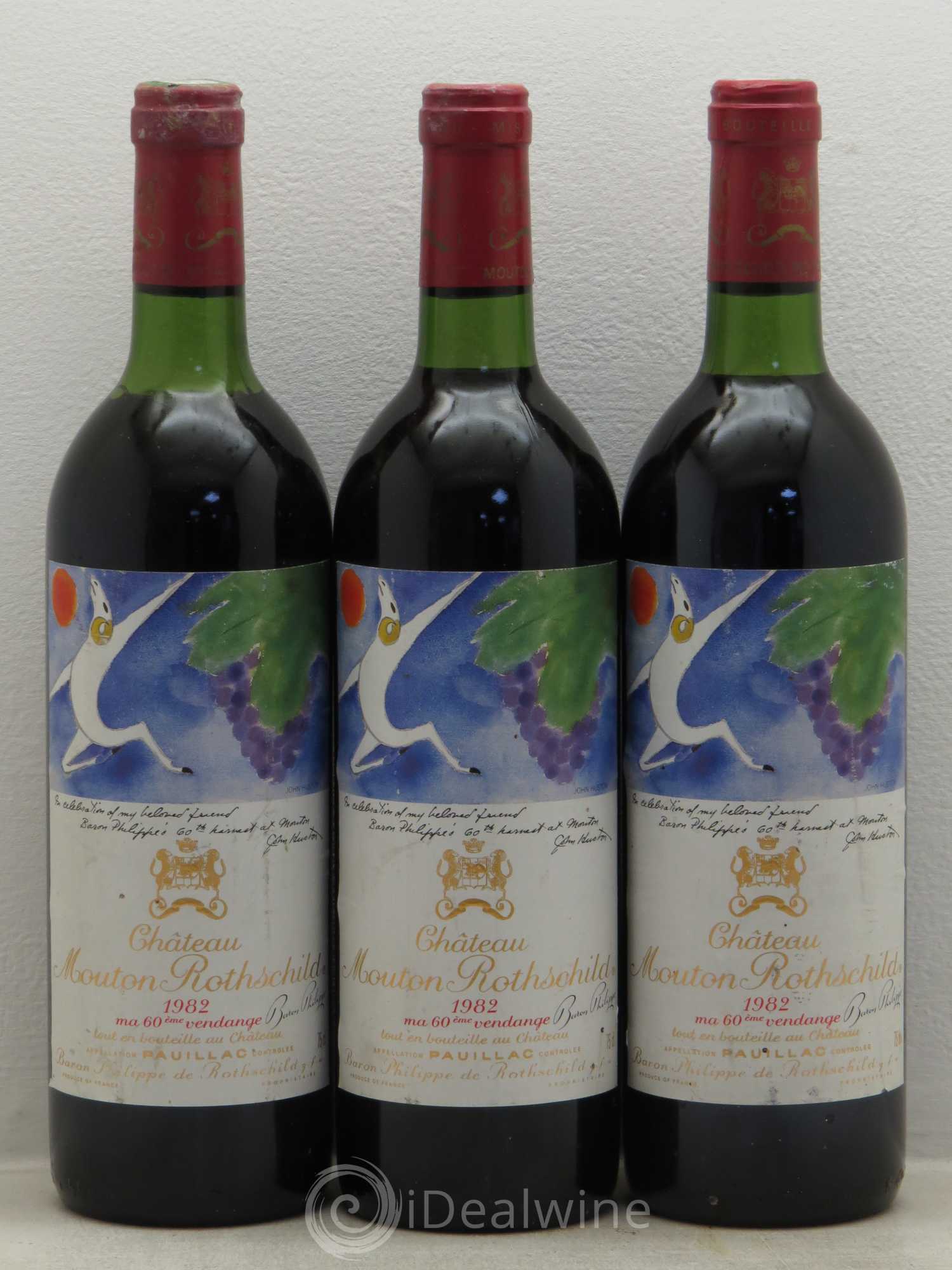 Château Mouton Rothschild 1er Grand Cru Classé 1982 - Lot de 3 bouteilles - 0