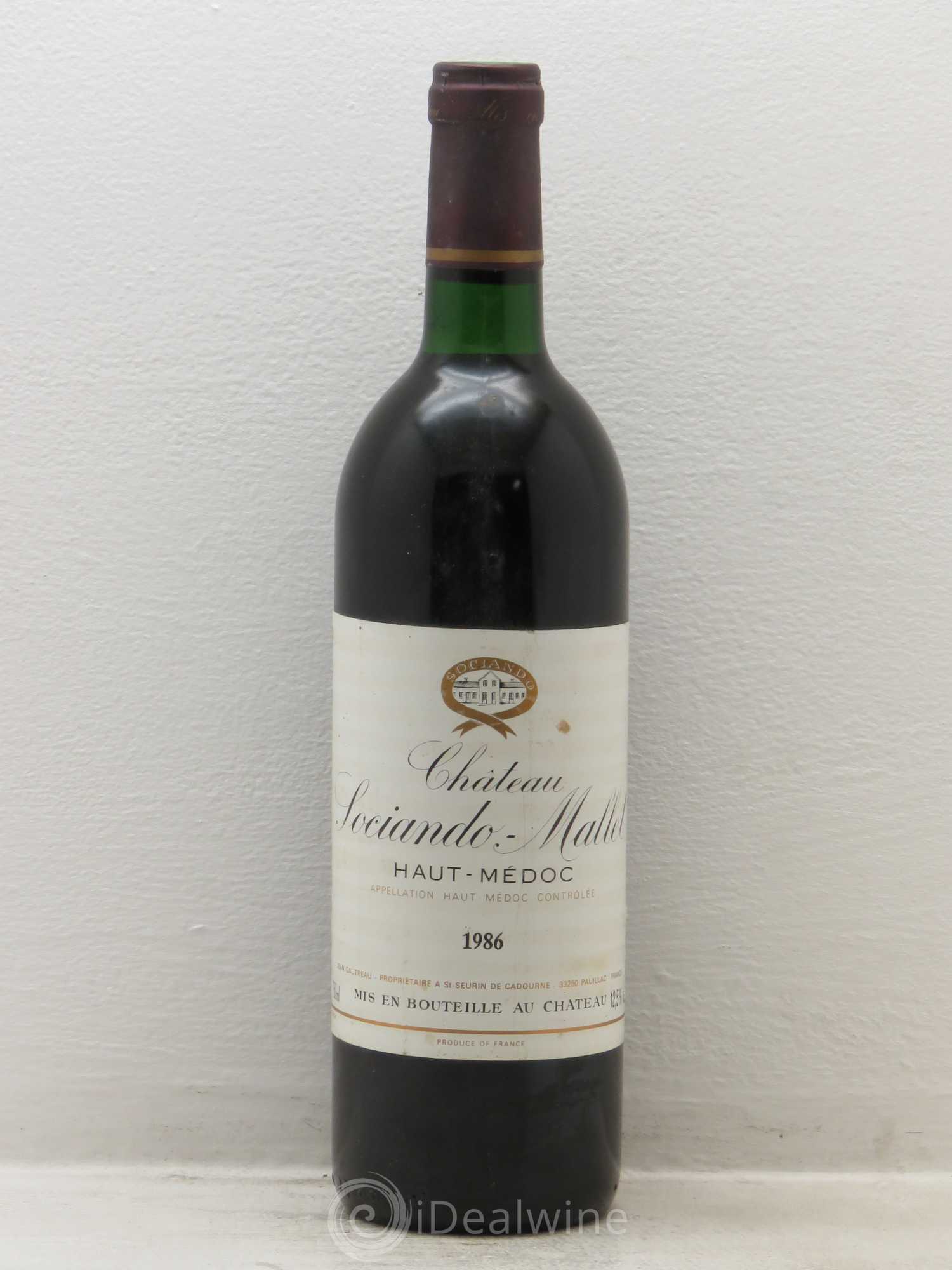 Château Sociando Mallet 1986 - Lot de 1 bouteille - 0