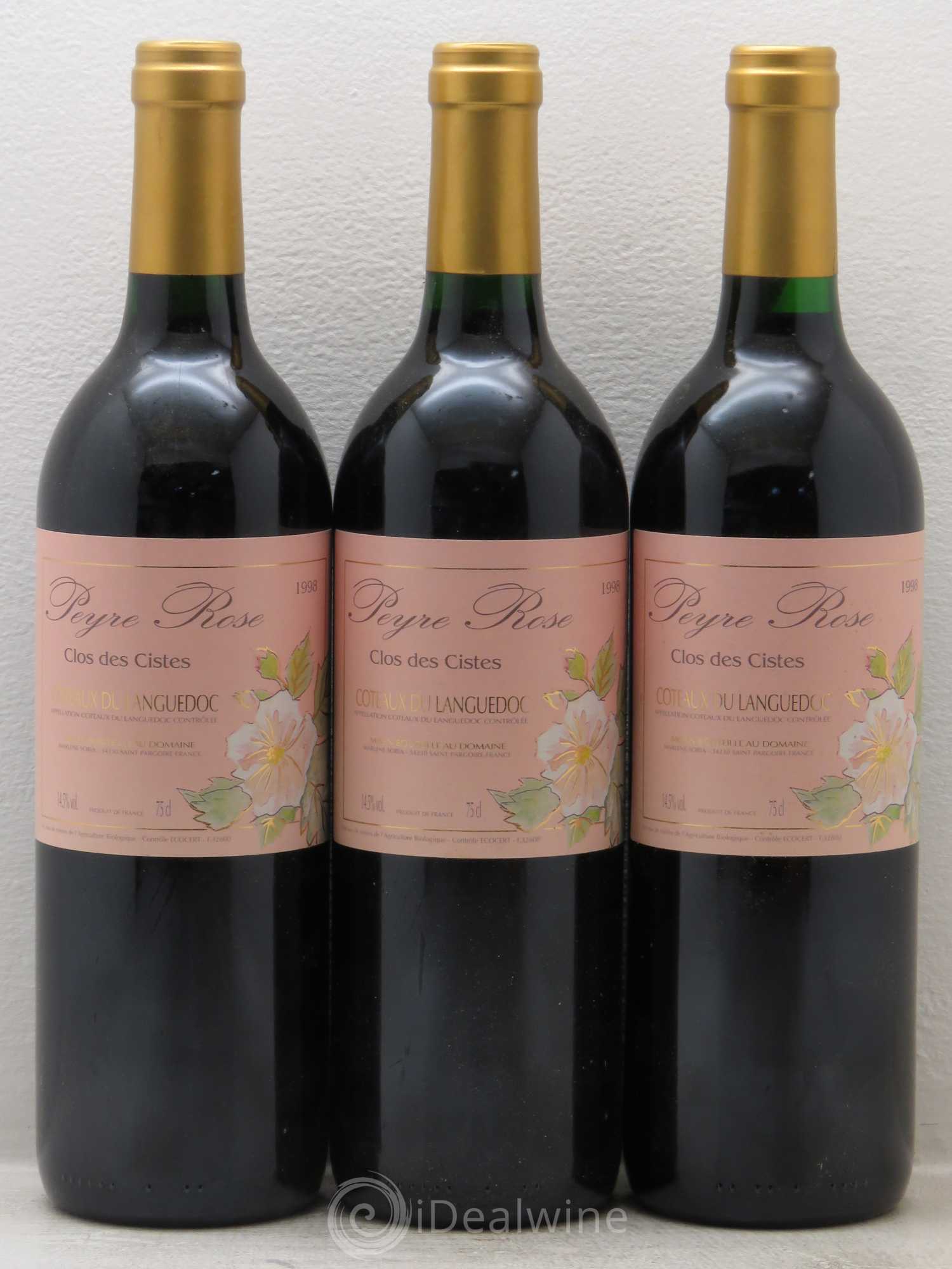 Vin de France (anciennement Coteaux du Languedoc) Domaine Peyre Rose Les Cistes Marlène Soria 1998 - Lot de 3 bouteilles - 0