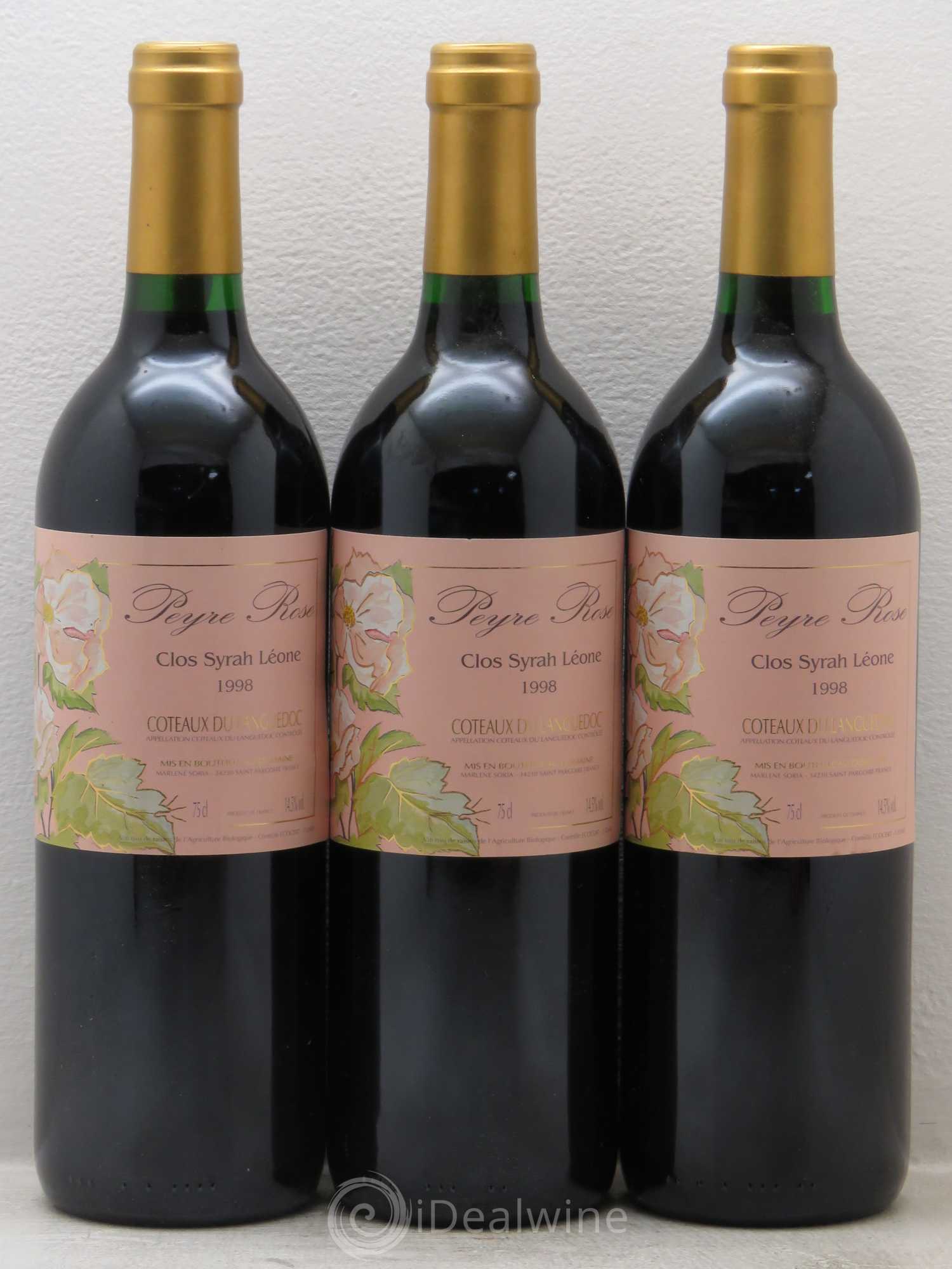 Coteaux du Languedoc Domaine Peyre Rose Belle Léone (anciennement Syrah Léone) Marlène Soria 1998 - Lot de 3 bouteilles - 0