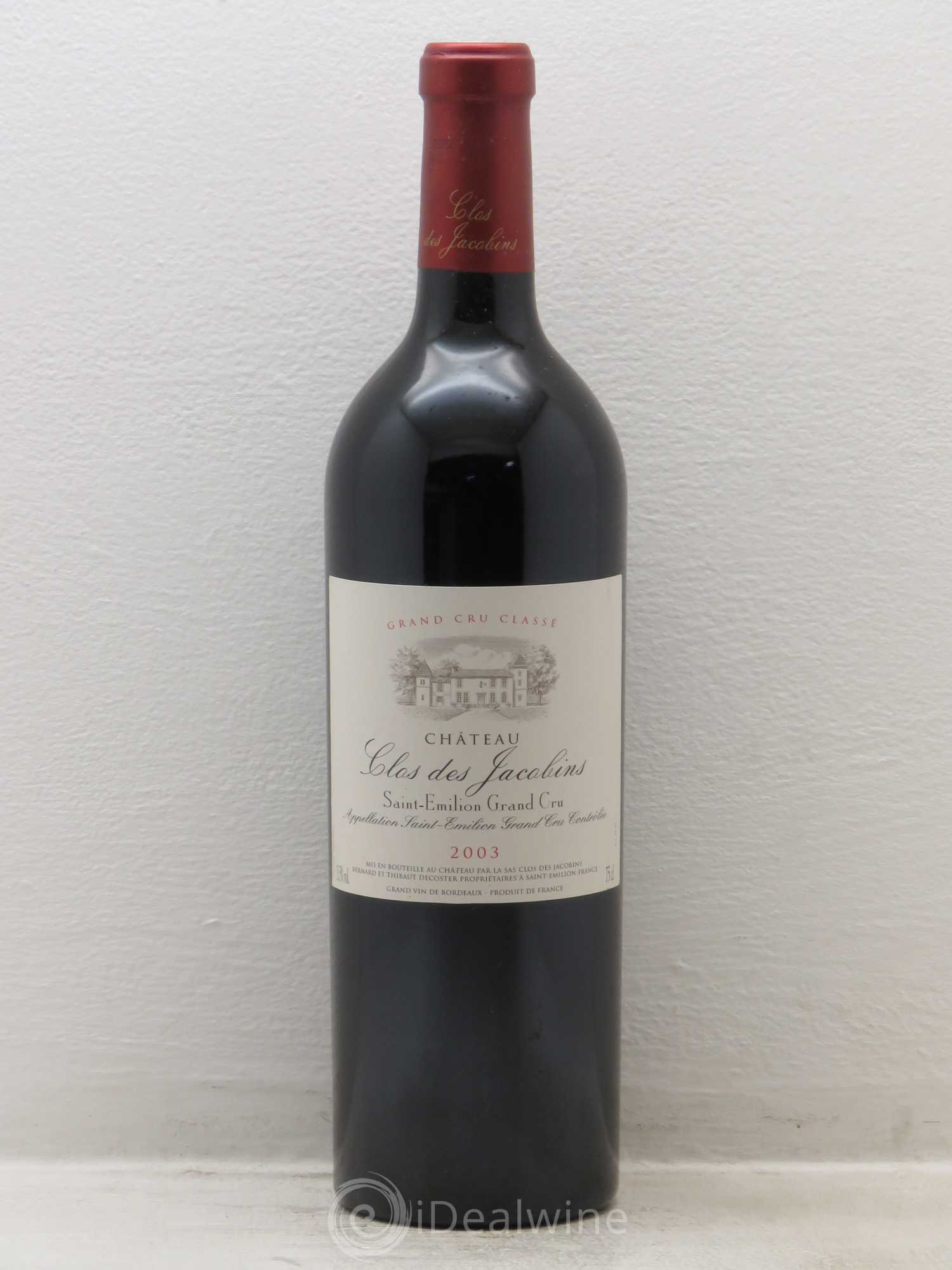Château Clos des Jacobins Grand Cru Classé 2003 - Lot de 6 bouteilles - 0