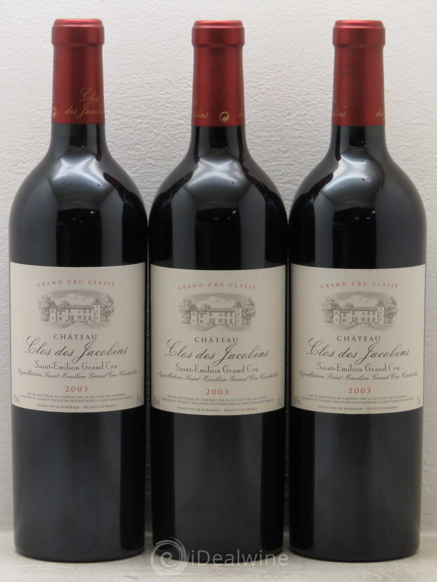 Château Clos des Jacobins Grand Cru Classé 2003 - Lot de 3 bouteilles - 0