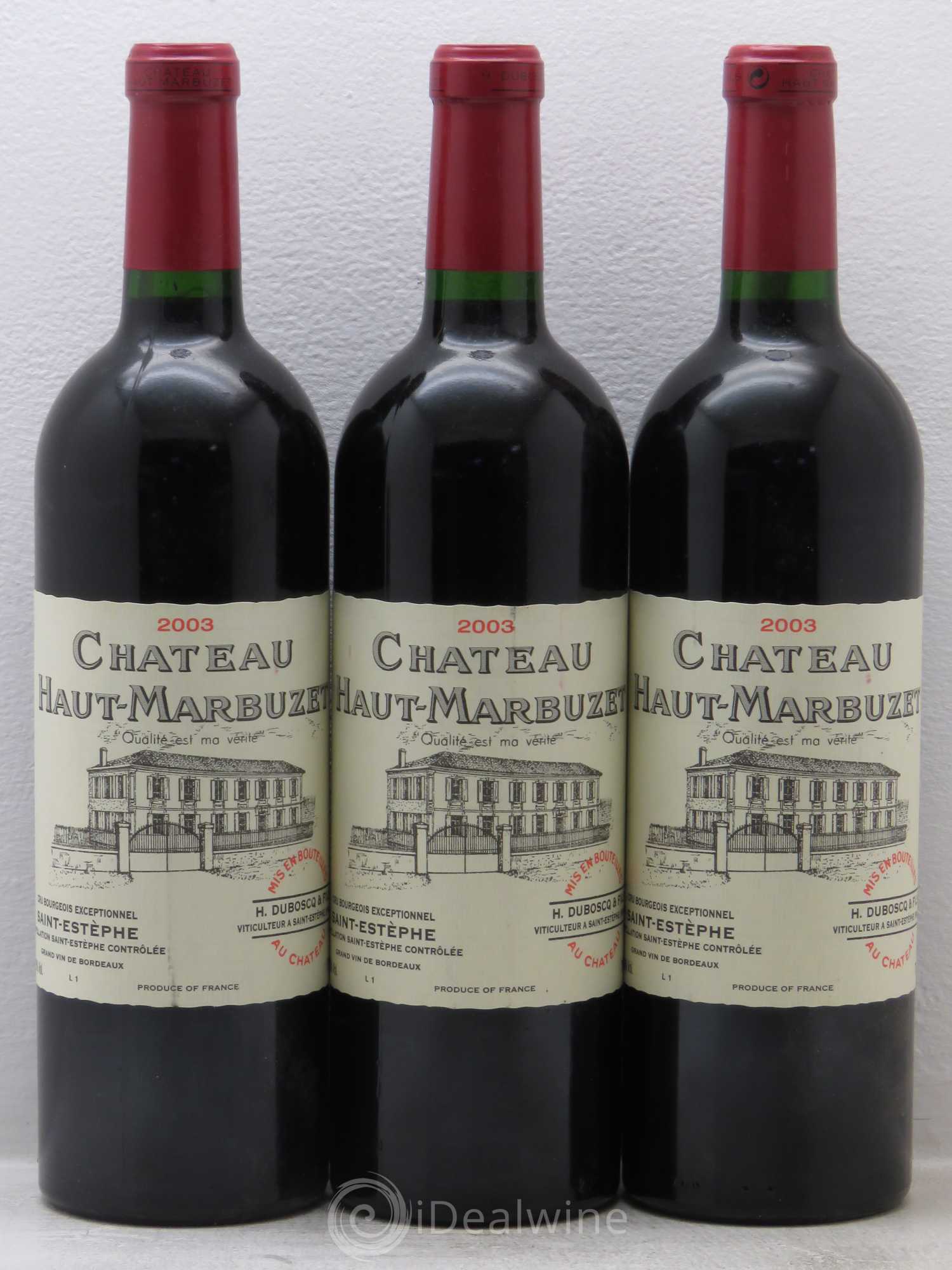 Château Haut Marbuzet 2003 - Lot de 3 bouteilles - 0