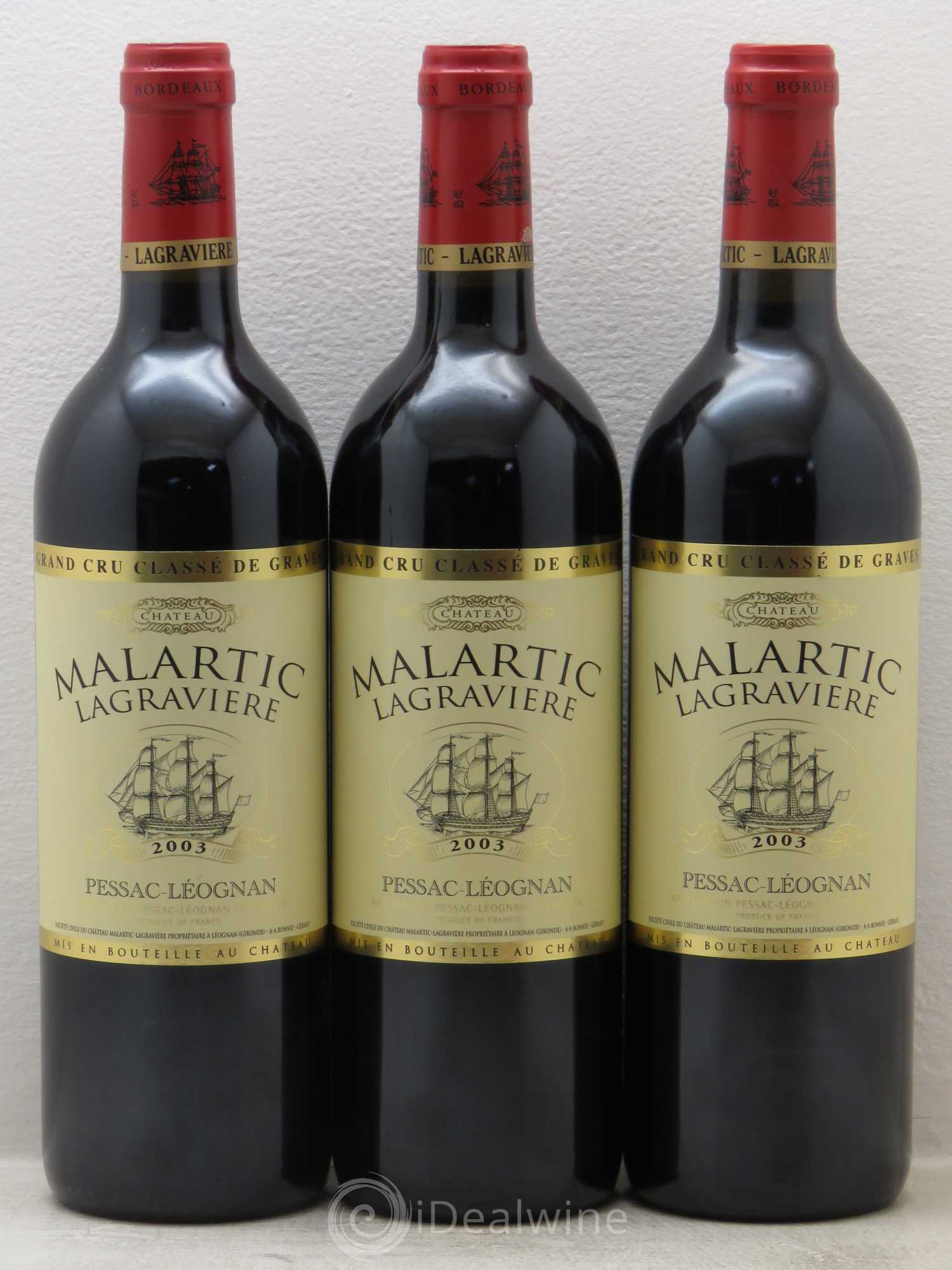 Château Malartic-Lagravière Cru Classé de Graves 2003 - Lot de 3 bouteilles - 0