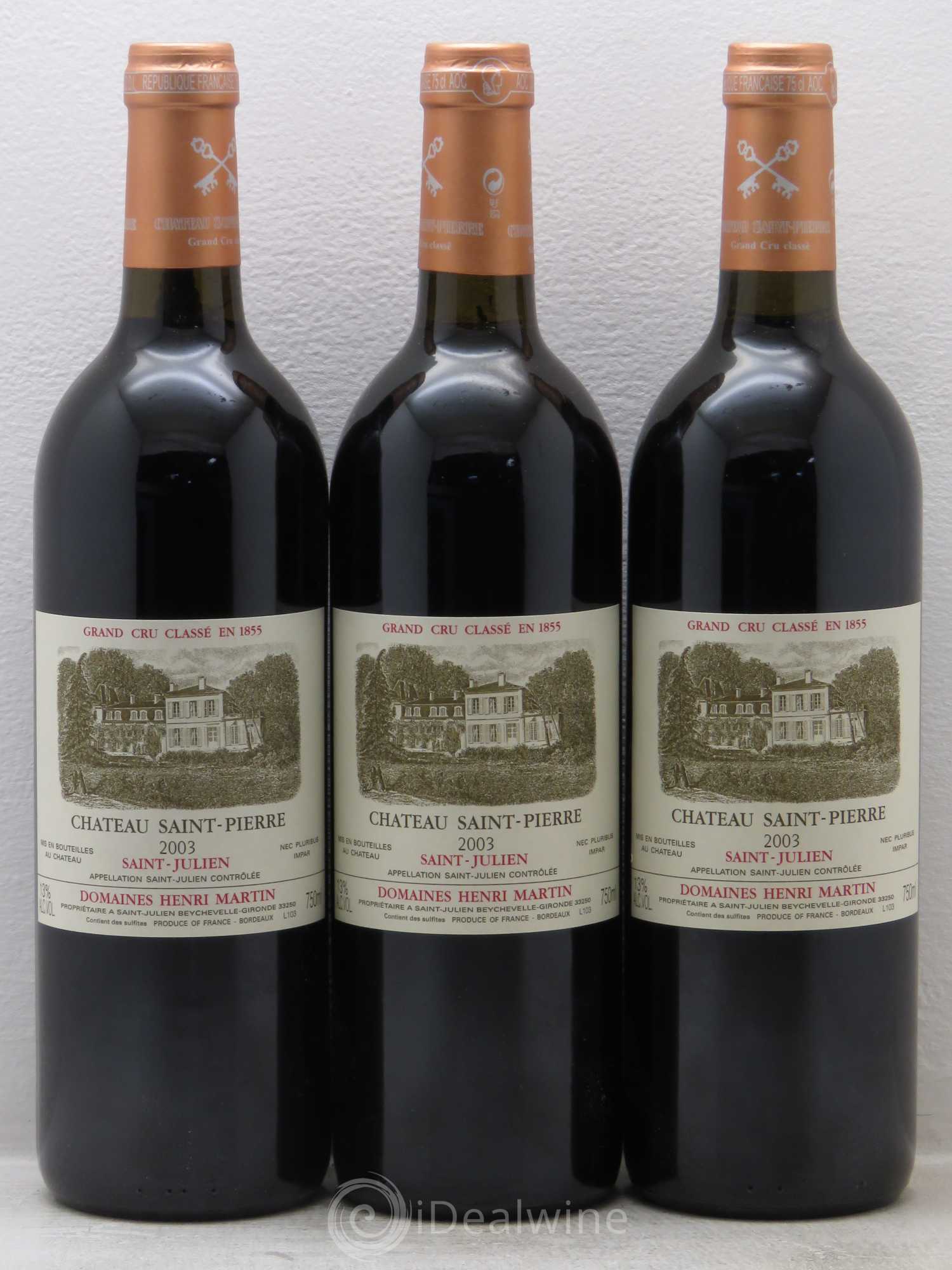 Château Saint-Pierre 4ème Grand Cru Classé 2003 - Lot de 3 bouteilles - 0