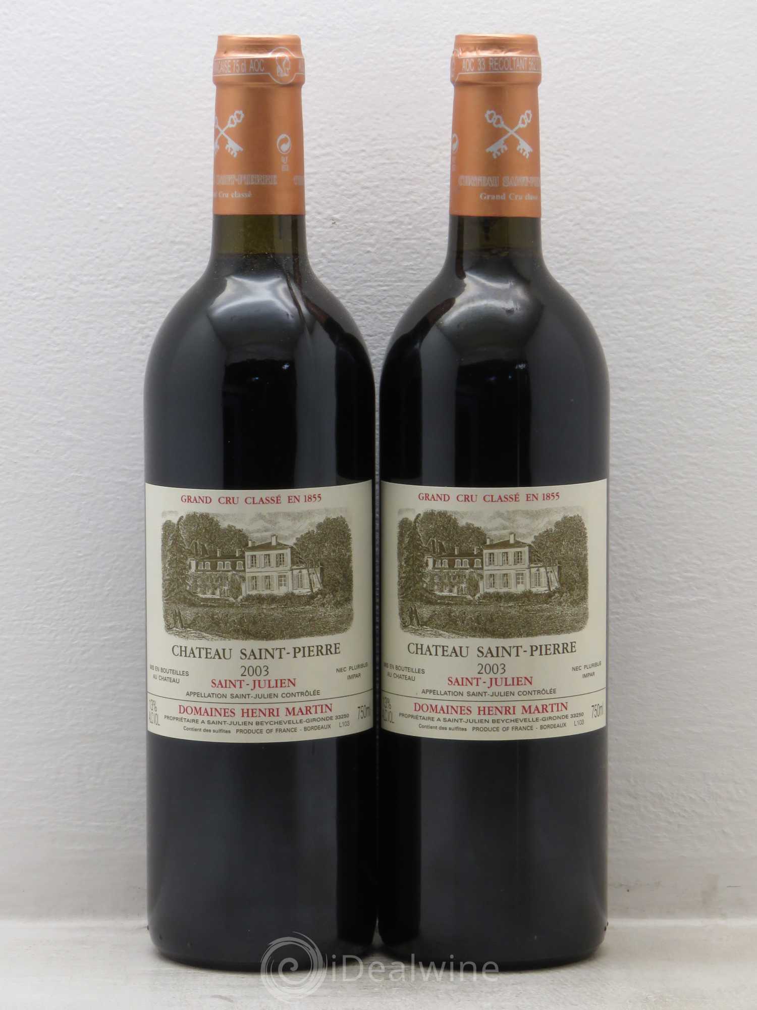 Château Saint-Pierre 4ème Grand Cru Classé 2003 - Lot de 2 bouteilles - 0